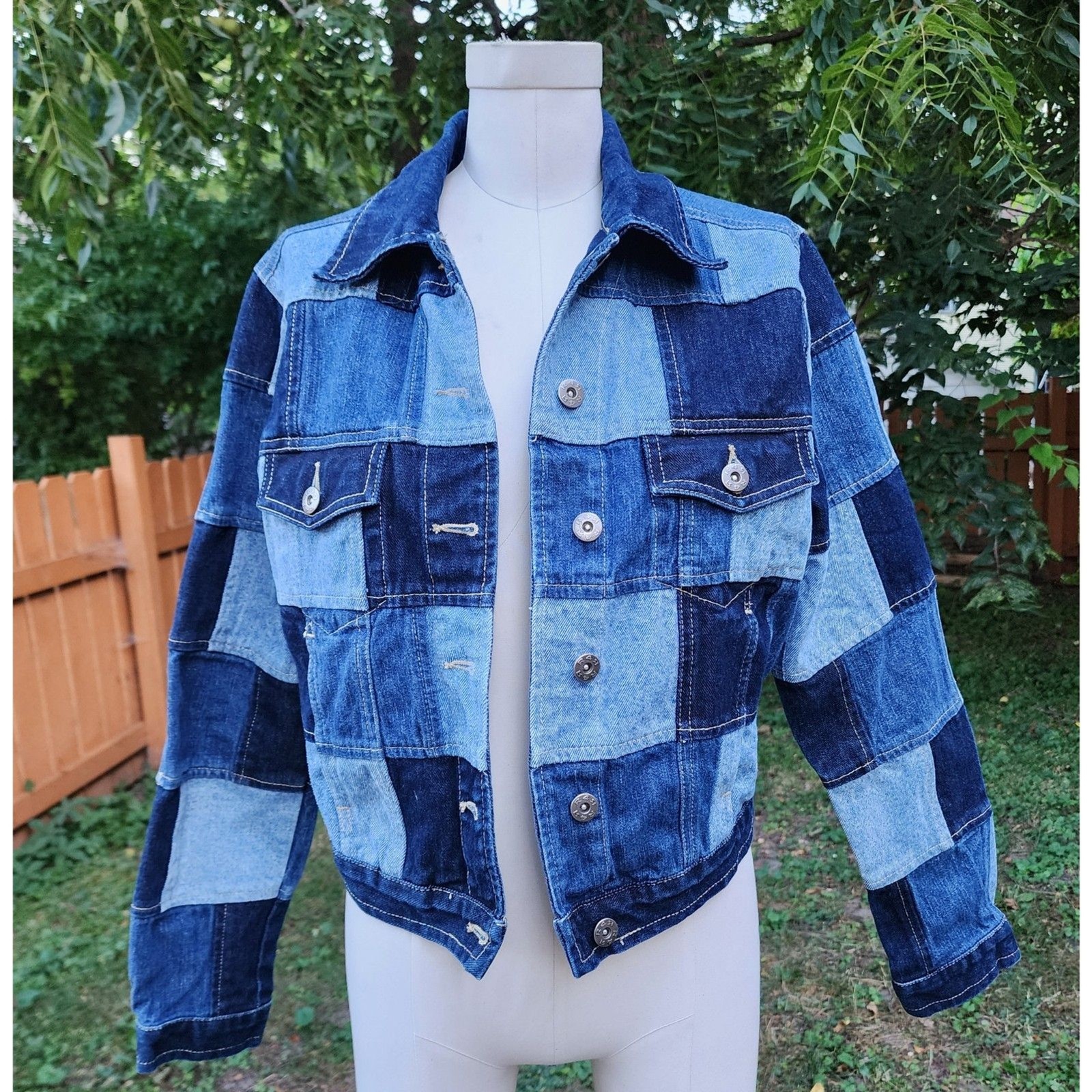 Vintage Patchwork Denim Jacket 1990s does 1970s Rav 4 Real Cotton Jean Jacket
