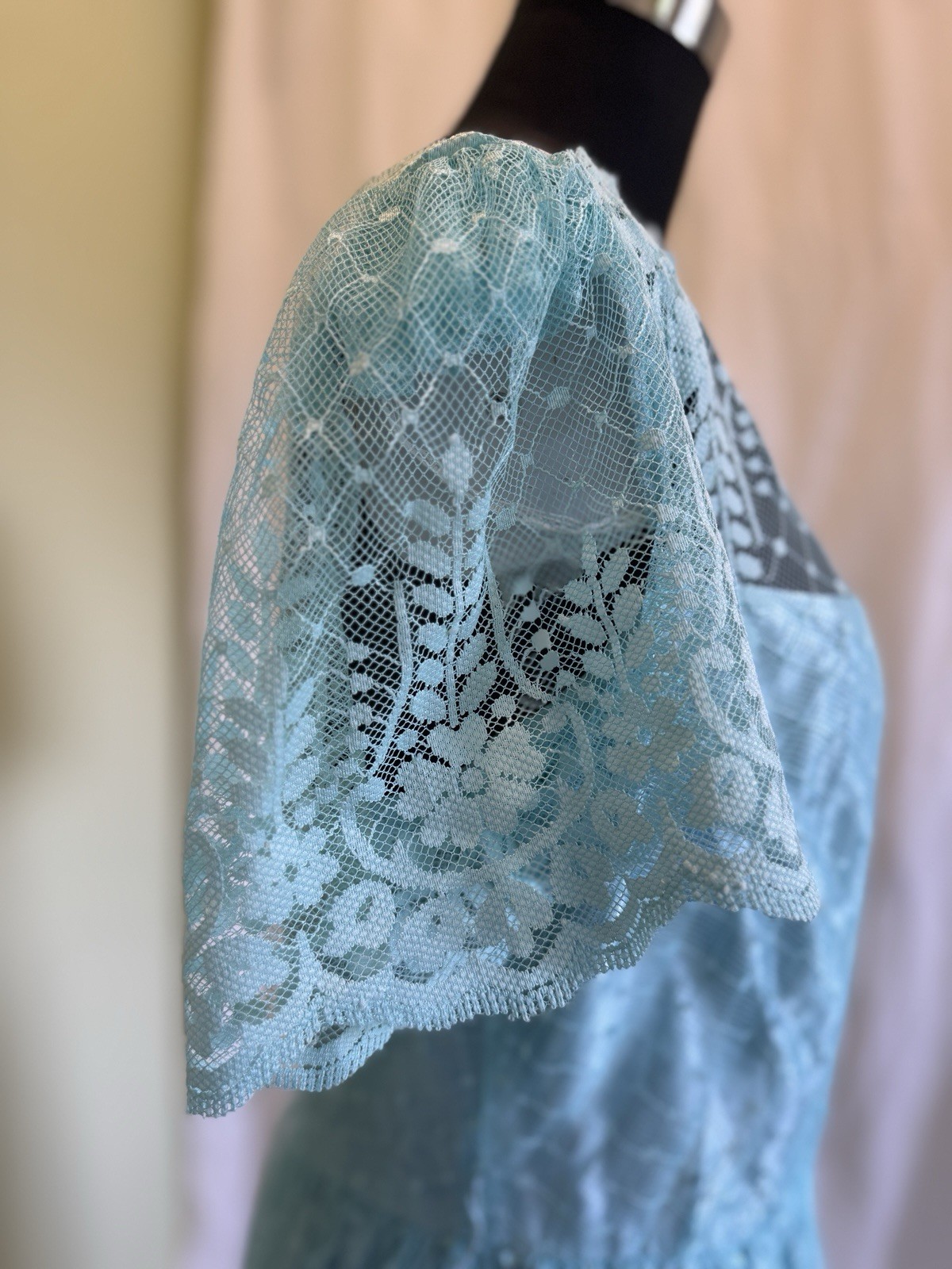 JC Penney Vintage 80s Aqua Lace Dress Medium Union Tag – See listing for size