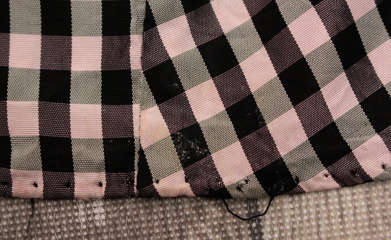 Vtg Womens 40s Black & Pink Checked Gown W/ Velvet Trim XS/S 1940s Taffeta Dress