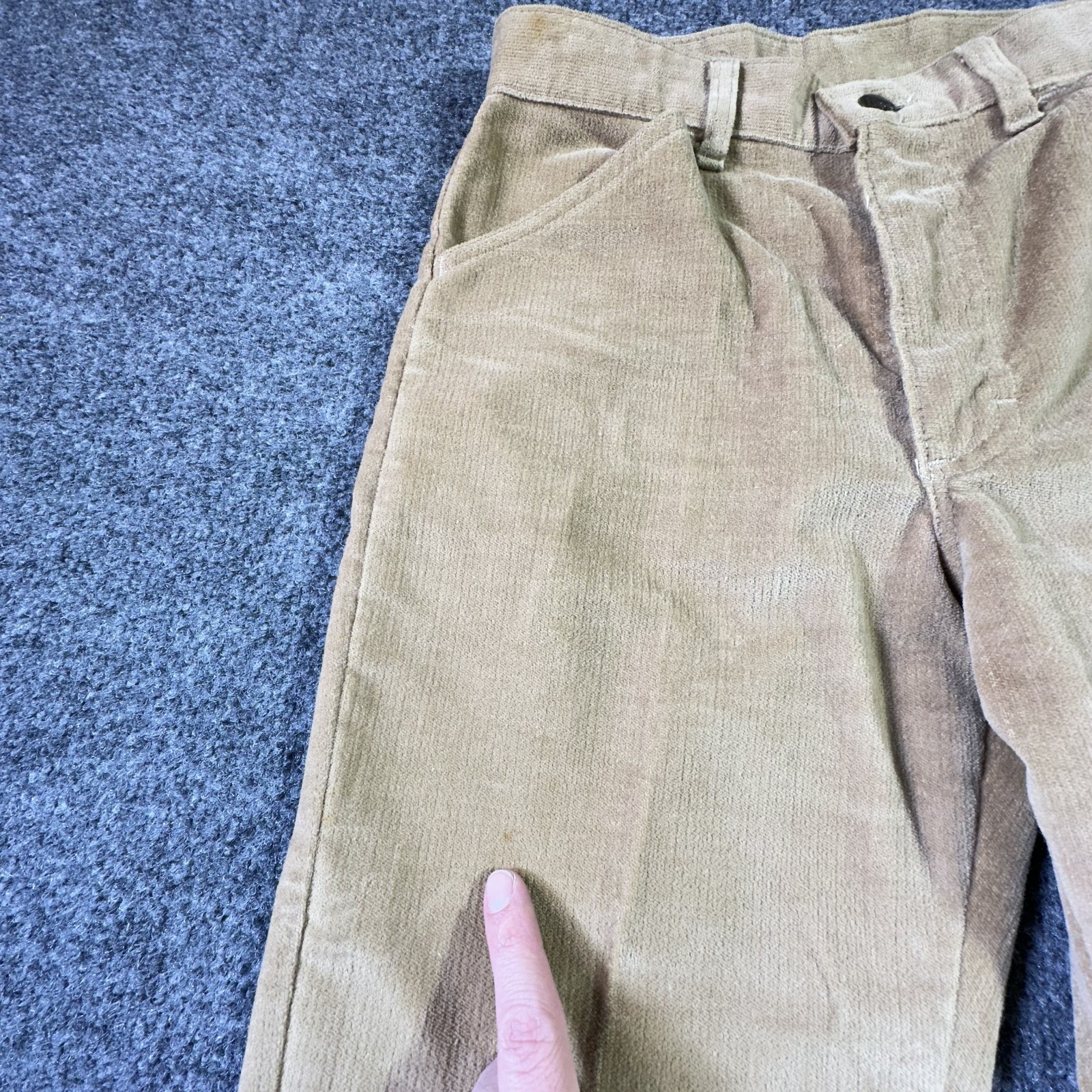 Vintage Lee Corduroy Pants 27×30 Brown Bell Bottom Stretch Talon Zip USA Made 70