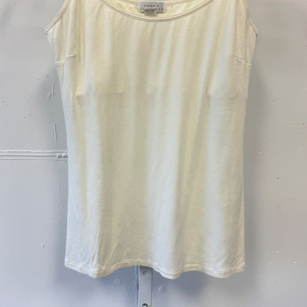 Vintage Fleur’t Lingerie Ivory Cream Camisole Shelf Bra Tank Top Stretch M/L