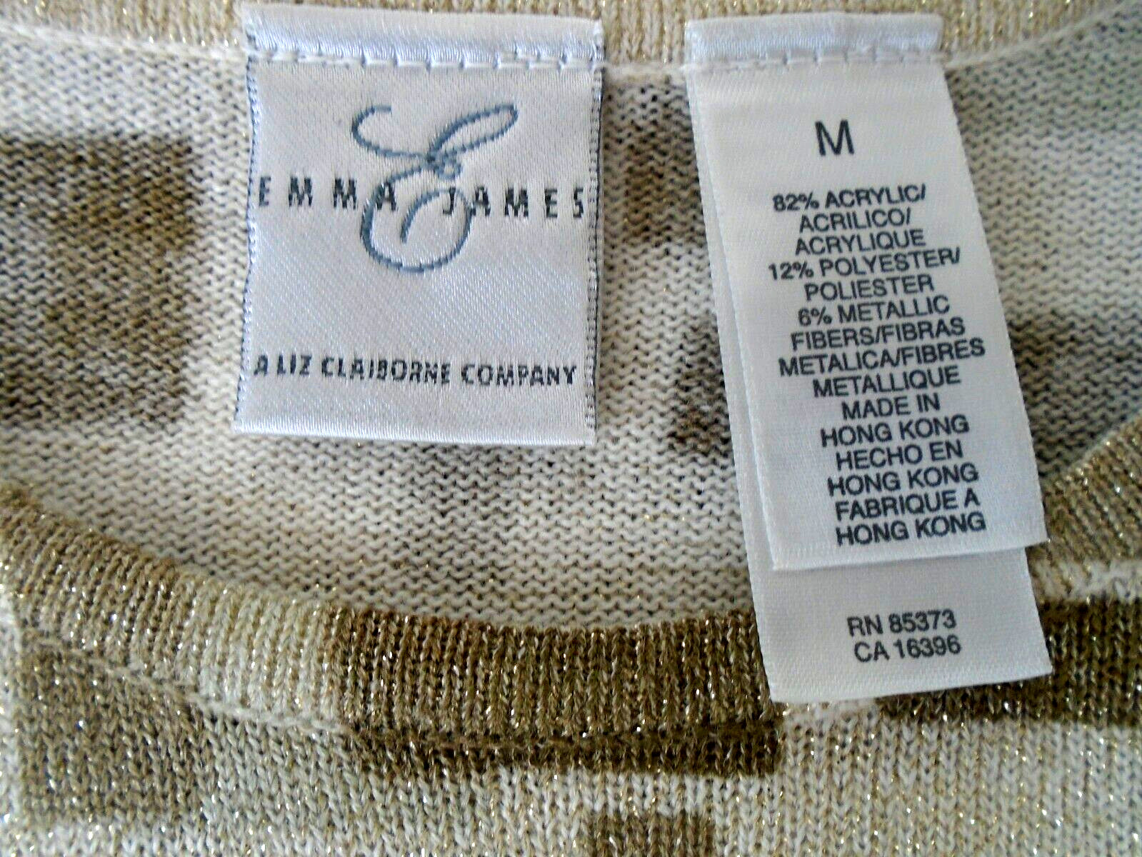 Emma James Brown Grey Silver Metallic Geometrical Shapes Crewneck Sweater Size M