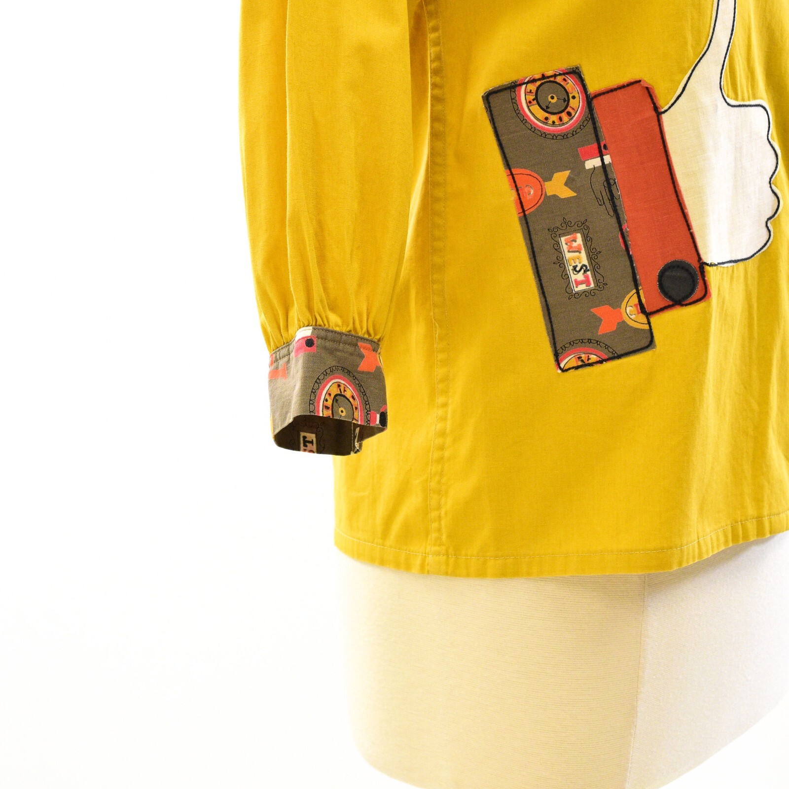 True 60s Vintage Lewis Frimel Co. Appliqued Blouse Top Womens M Wearable Art