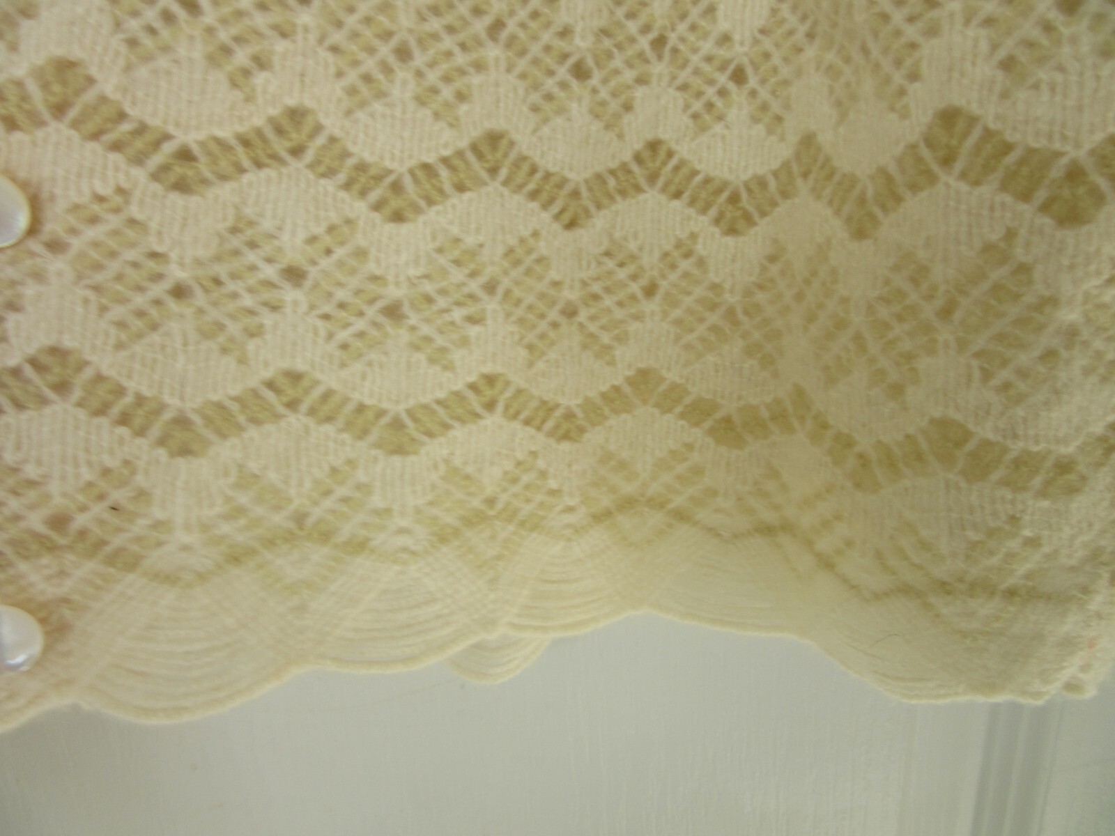 VTG Crochet Dalton Ivory 100% Virgin Cashmere Sweater Sz S / EVC