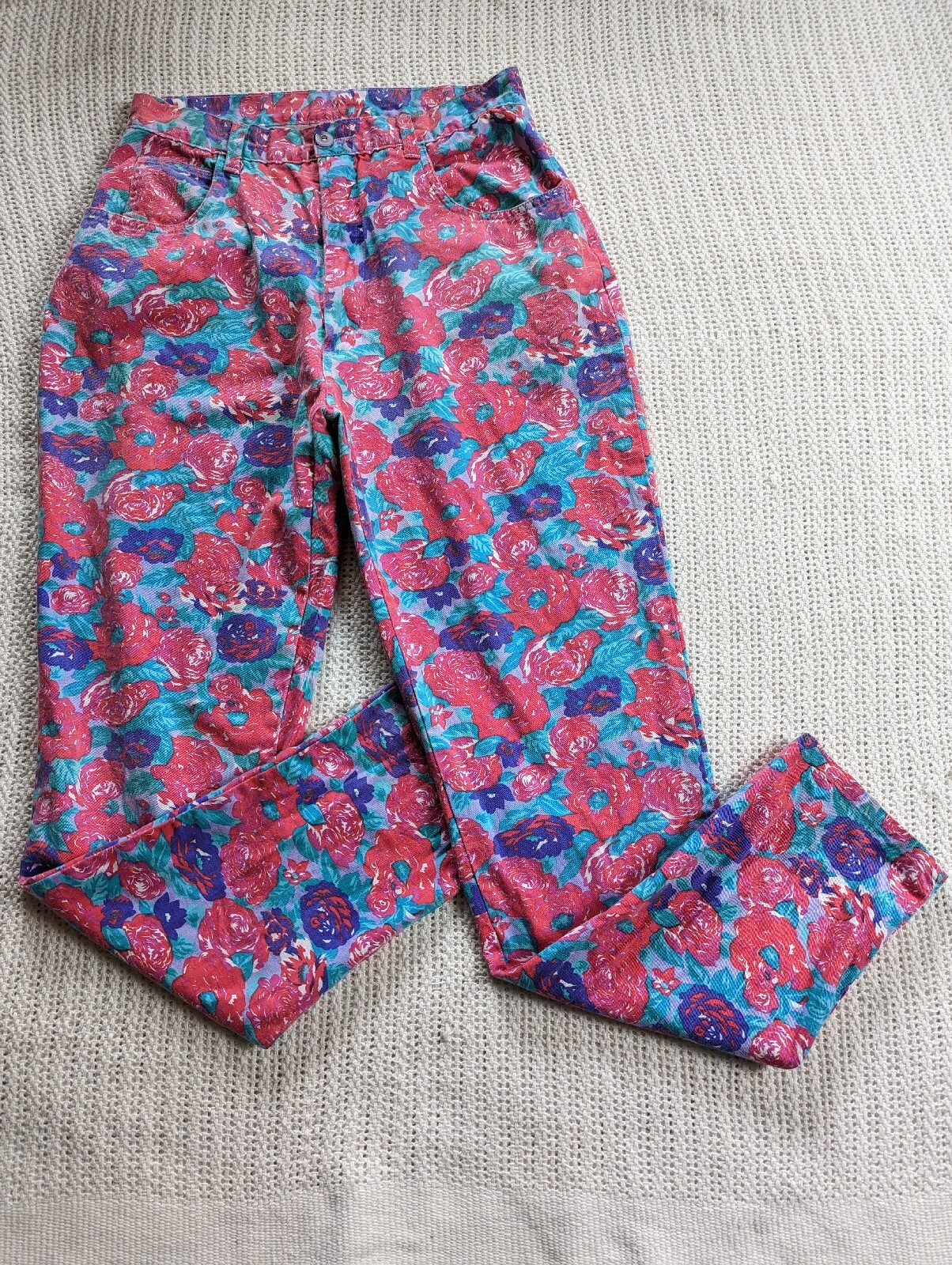 VTG Preview International 90s High Waist Floral Tapered Trouser Pants Women’s 12