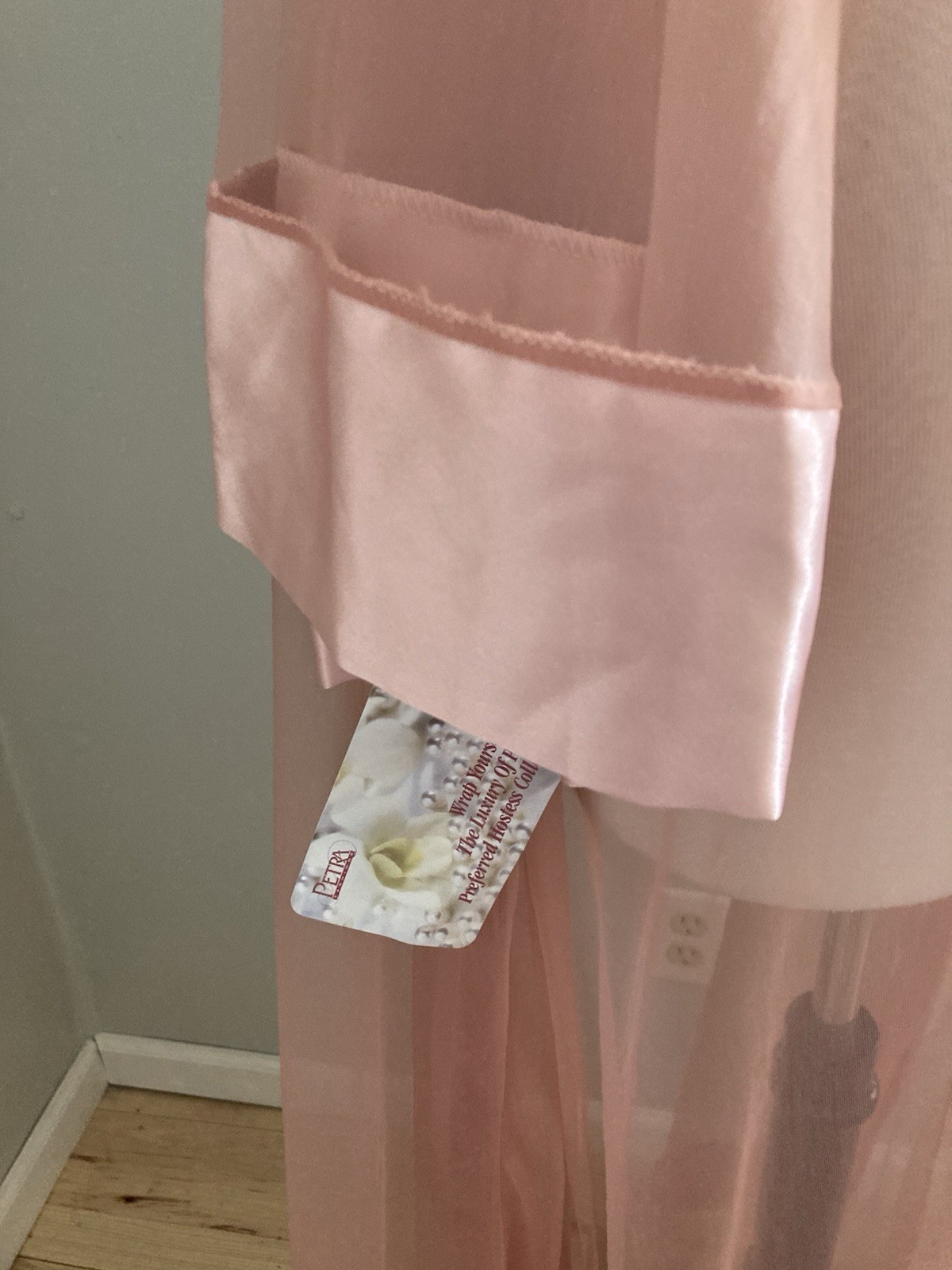 NEW Vintage Petra Womens’ Sheer Nylon Pink Robe Satin Trim Shawl 1X