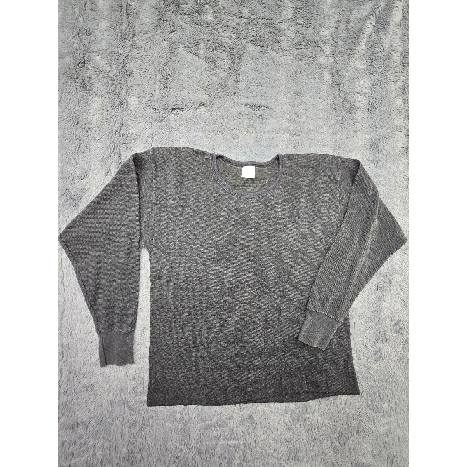 Lady Manhattan Vintage Gray Thermal Knit Long Sleeve Top 2XL Made in USA