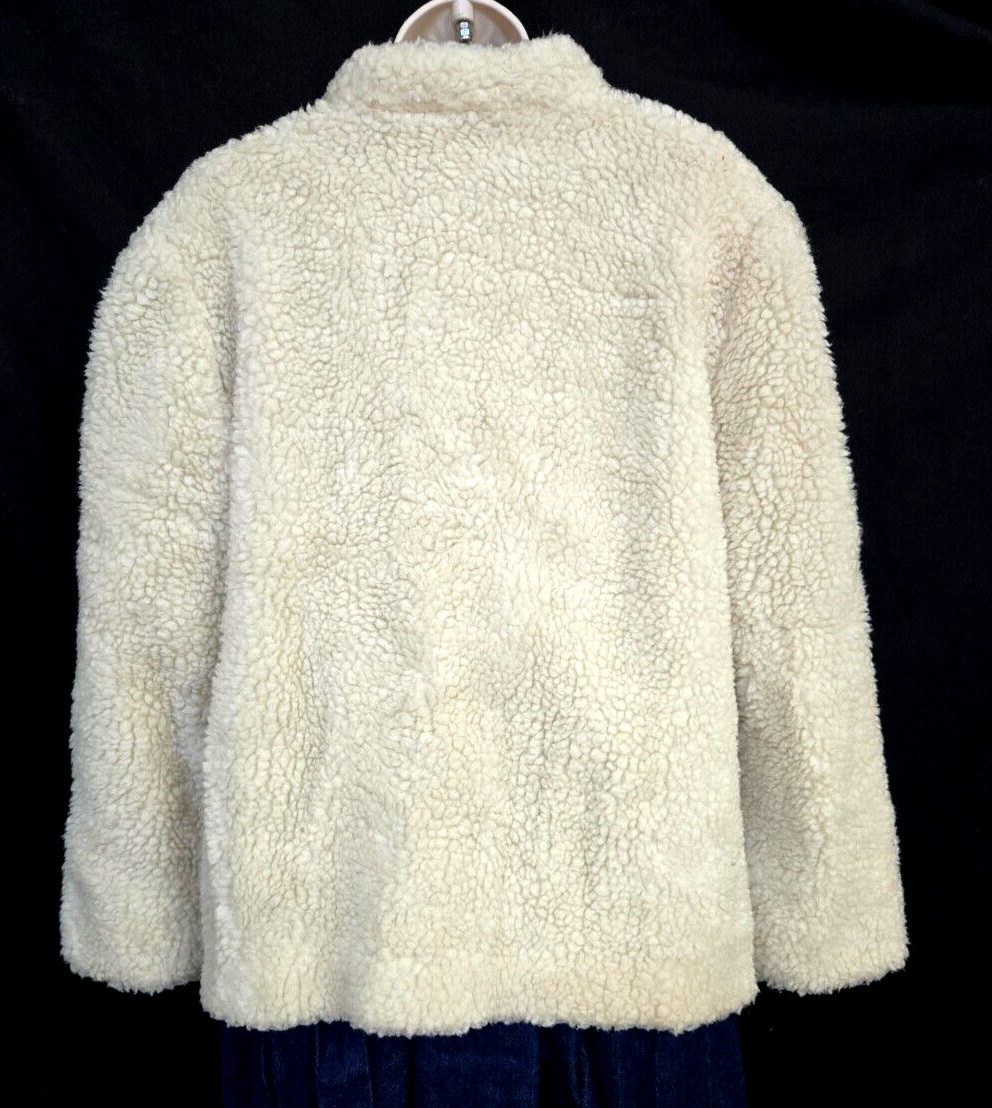 Vtg Soft Thick Cozy Faux Sherpa Handmade Lined Open Front Retro Short Coat M-L?