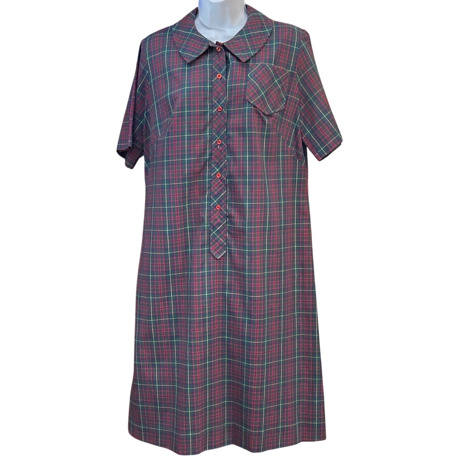 Vintage Ina Carol Plaid Shift Dress Dark Academia Preppy Classic Preppy Tartan