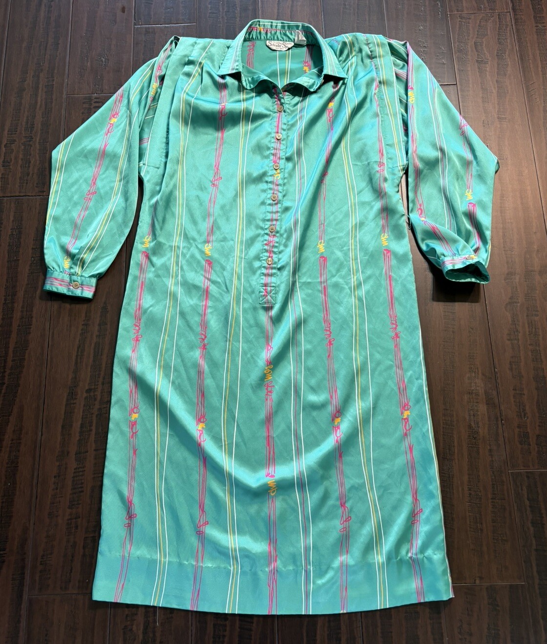 Schrader Sport New York Shift Dress Womens 10 All Over Print Vintage 80s *Read