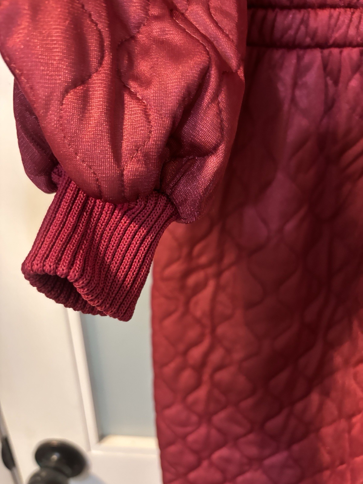 Vintage Red Quilted Pajama Jumpsuit Sz 12 Granny Prairie Winter Core USA