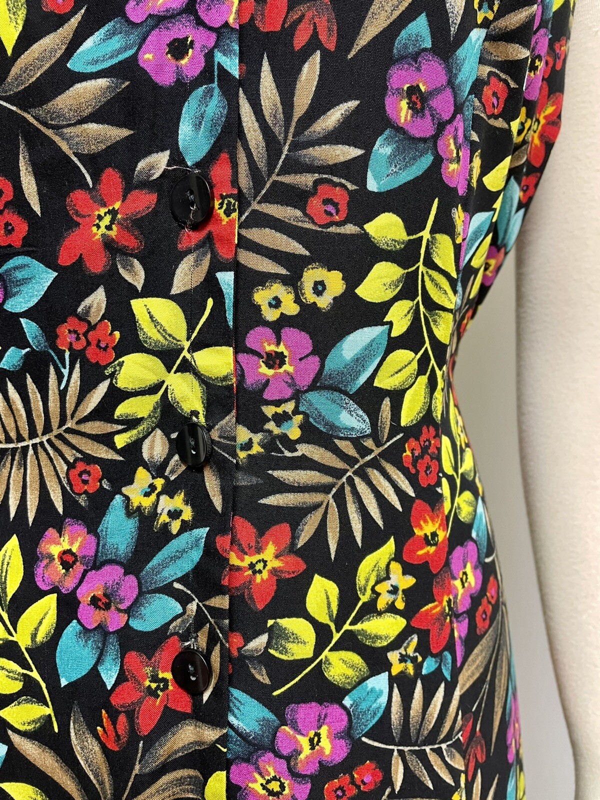 Betsy Lauren 90’s Bright Floral Hawaiian Print Midi Dress Deadstock w tags Sz 8