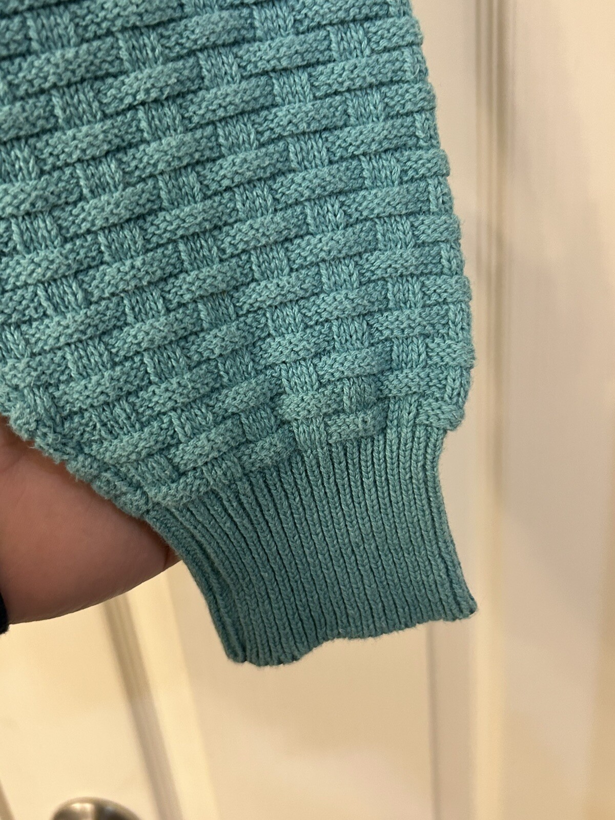 VTG 80’s Made In USA Woolrich Women’s Cotton Knit Sweater Basket Weave Crew neck