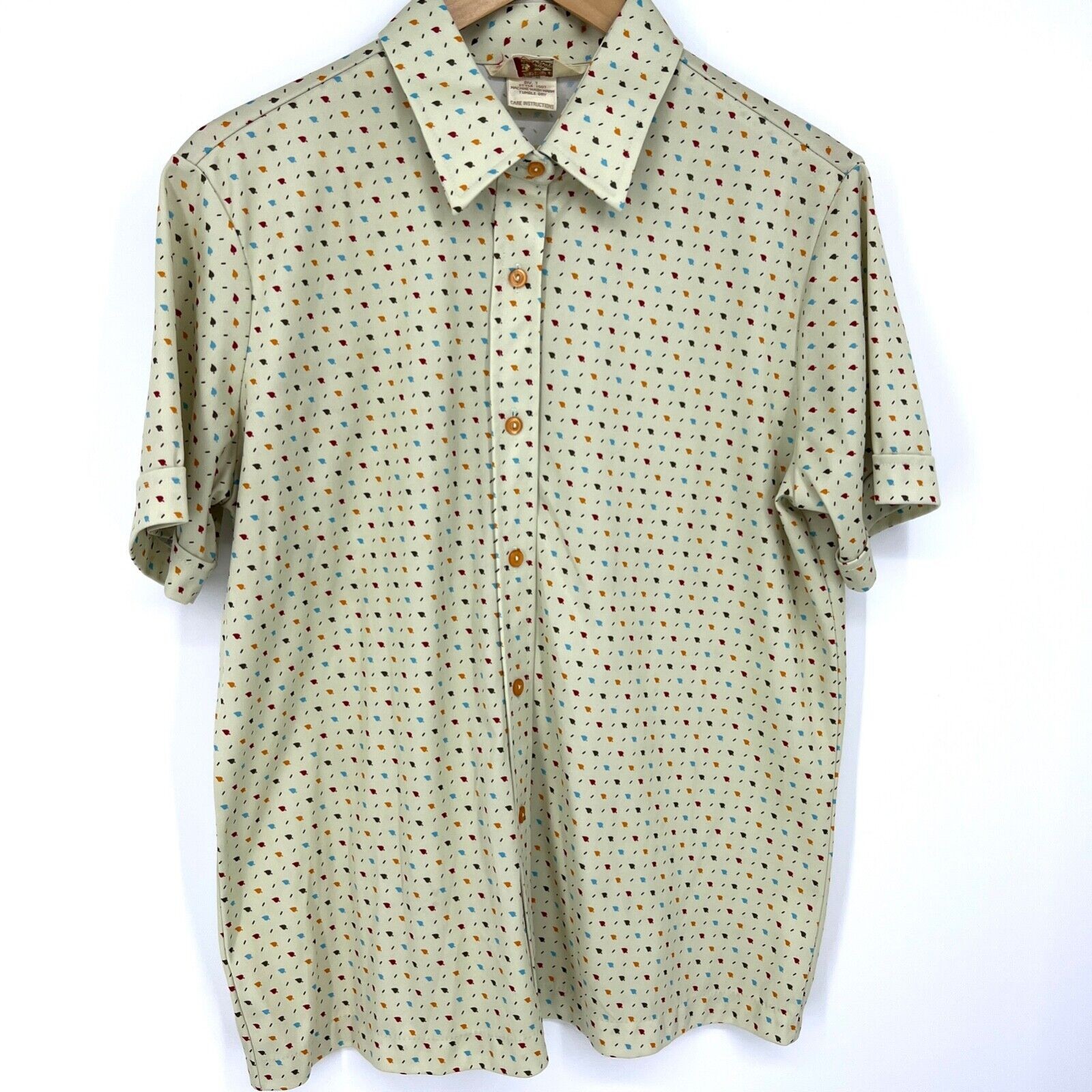 Vintage 70s Sears The Fashion Place Women’s Button Down Short Sleeve Shirt L XL