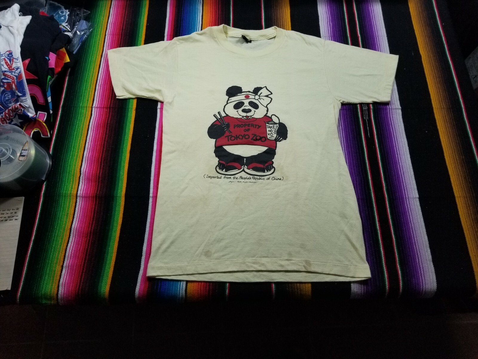 Vintage Single Stitch 1984 Tokyo Zoo Panda T-Shirt Size L 17.5×25.5