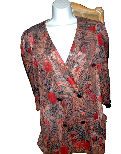 TINA BARRIE Petites Vintage 3/4 Sleeve V-Neck Multi-Color Paisley Suit Jacket 12