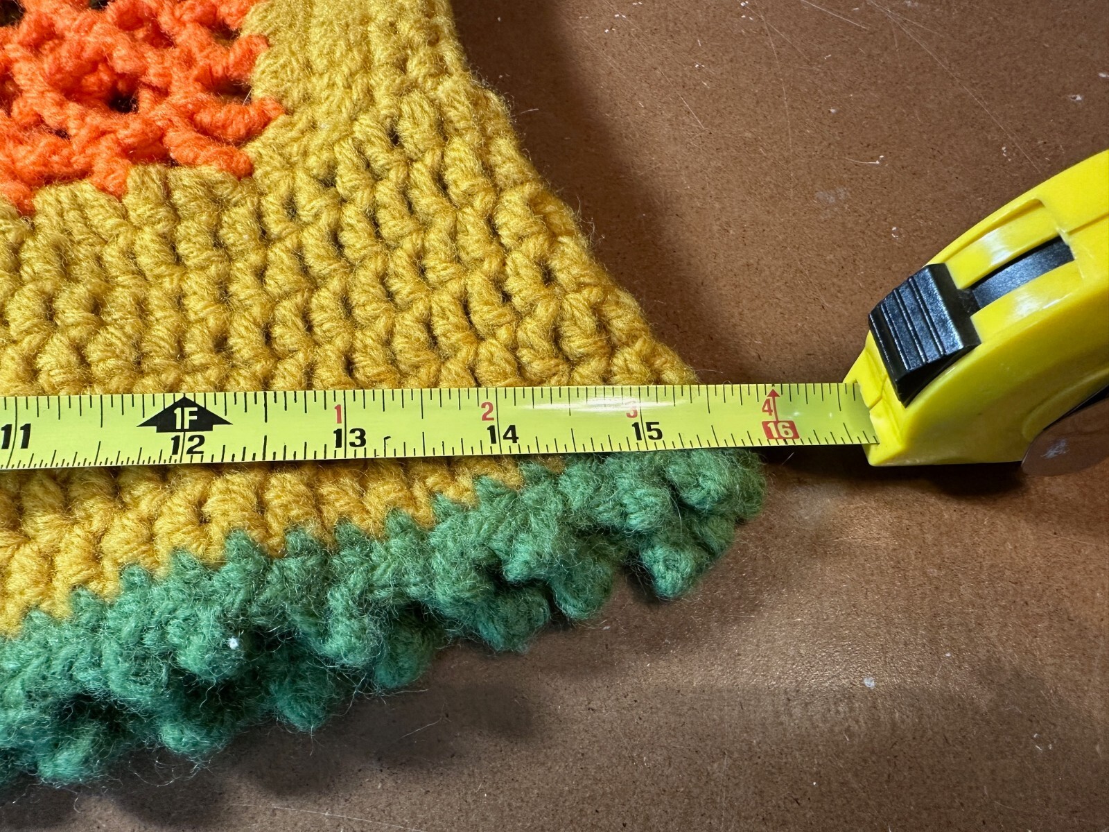 Crochet Vest vintage Handmade Granny Square Green Yellow orange size small?