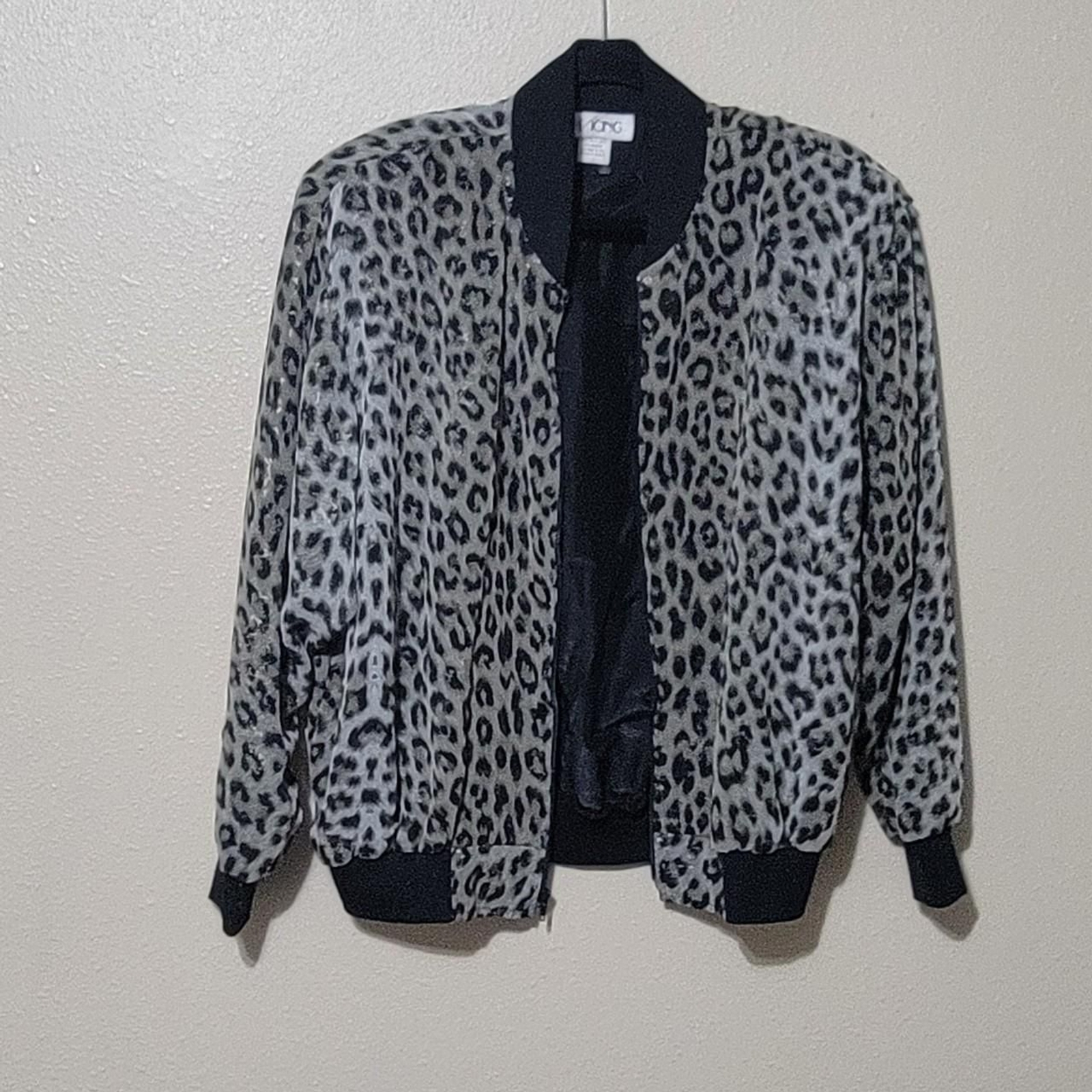 Vintage The Icing Leopard Print Glitter Bomber Jacket – Size 1 (Fits L/XL)
