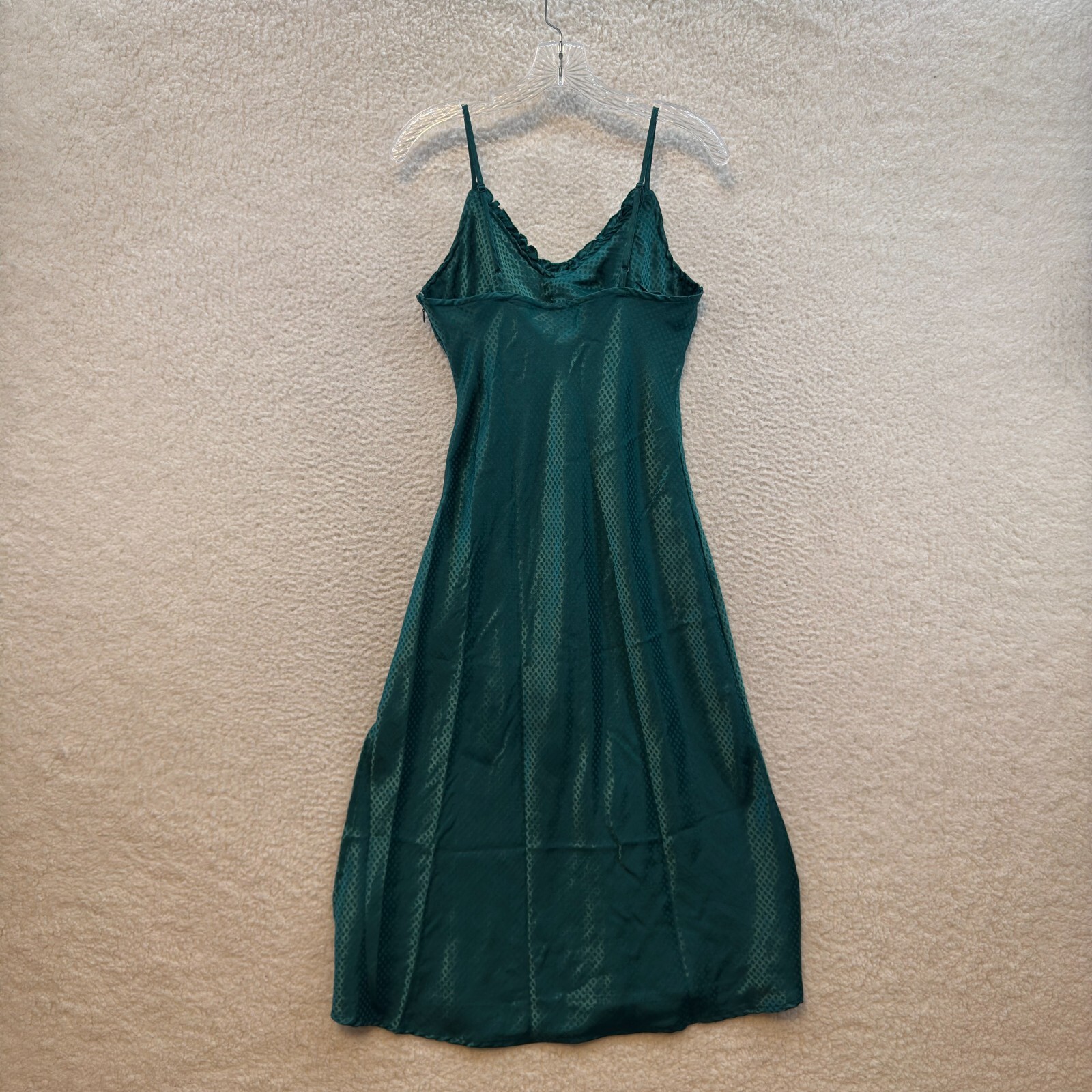 Y2K Vintage Midi Slip Dress Medium Emerald Green Boho Fairy Cottagecore Peasant