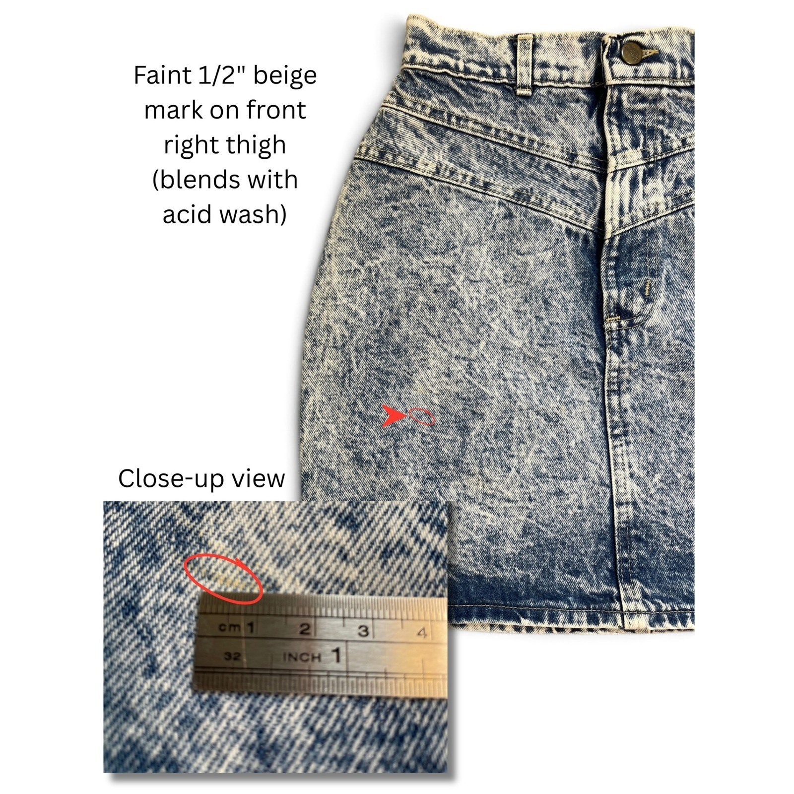 Vtg 80s Chic by HIS Acid Wash Denim Mini Skirt High Waist Jean Made in USA W26