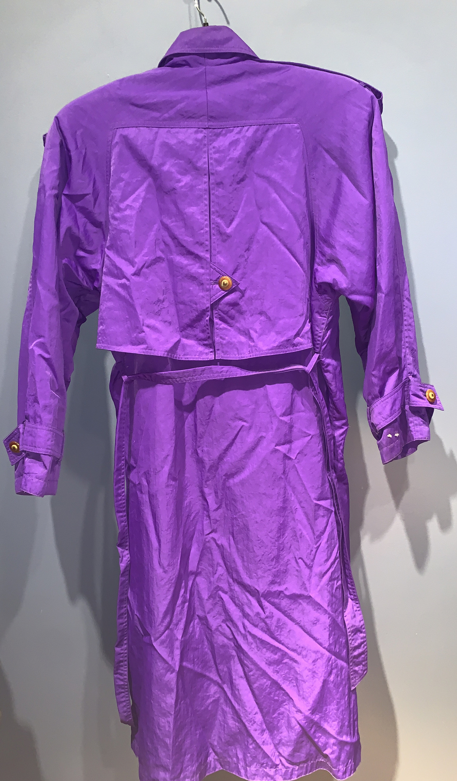 Vintage J. Gallery Trench Sz 12 Purple Chartreuse Zip Out Liner Bakelite