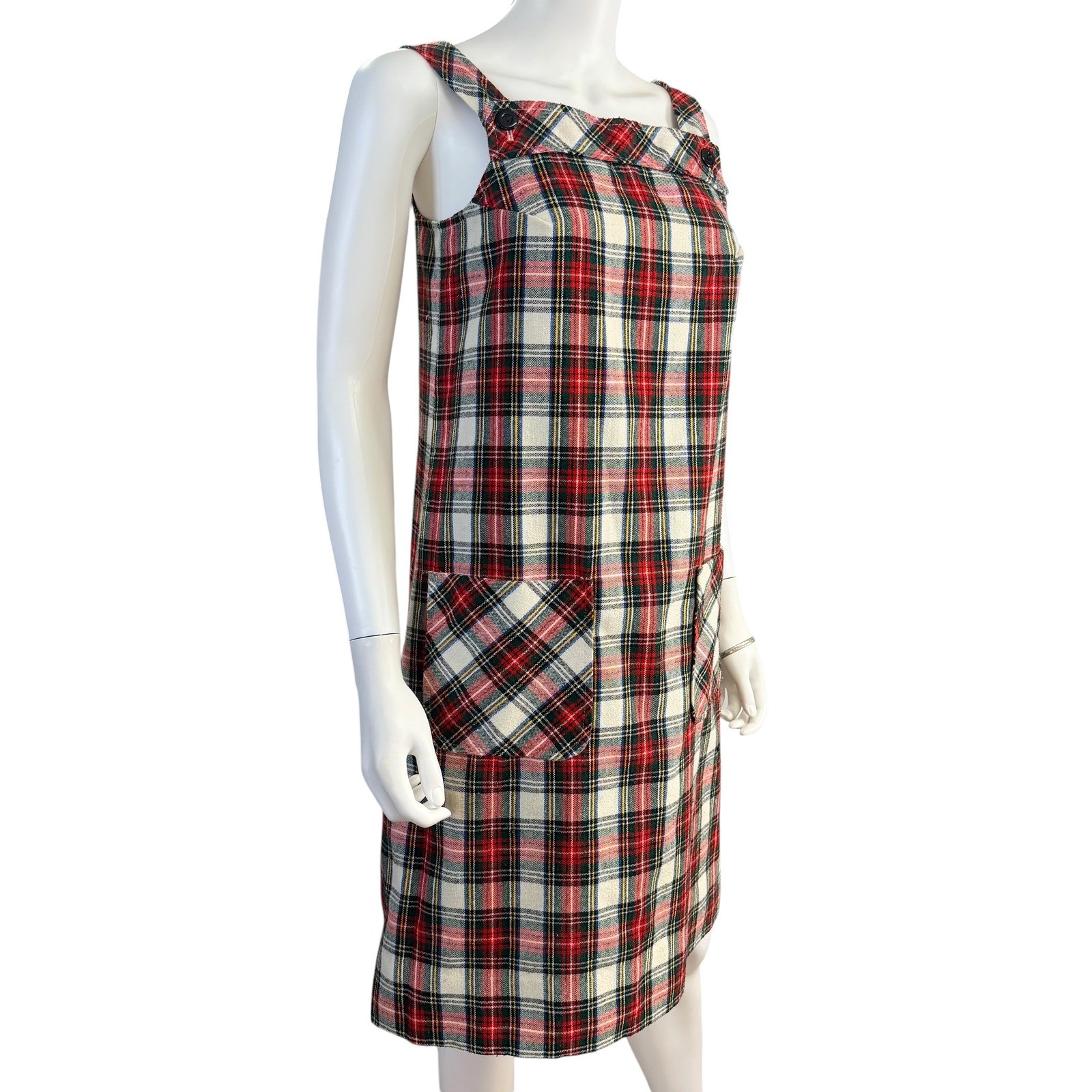 Sears JR Bazaar Vintage Plaid Pinafore Jumper Dress Dark Academia Preppy Cottage