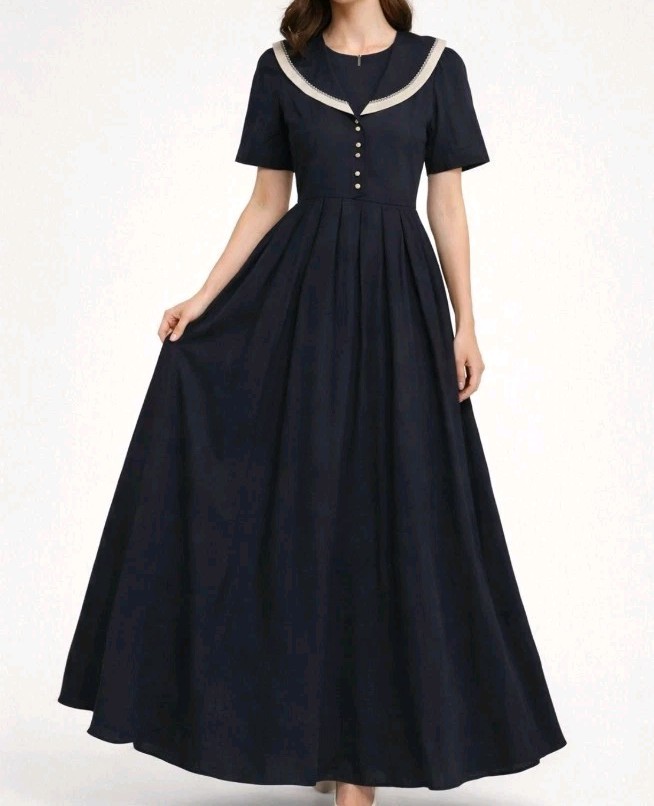 J.B.S. Limited~VTG 80s Women Nautical Dress~Navy~NWT~Sailor Collar~Lolita~10