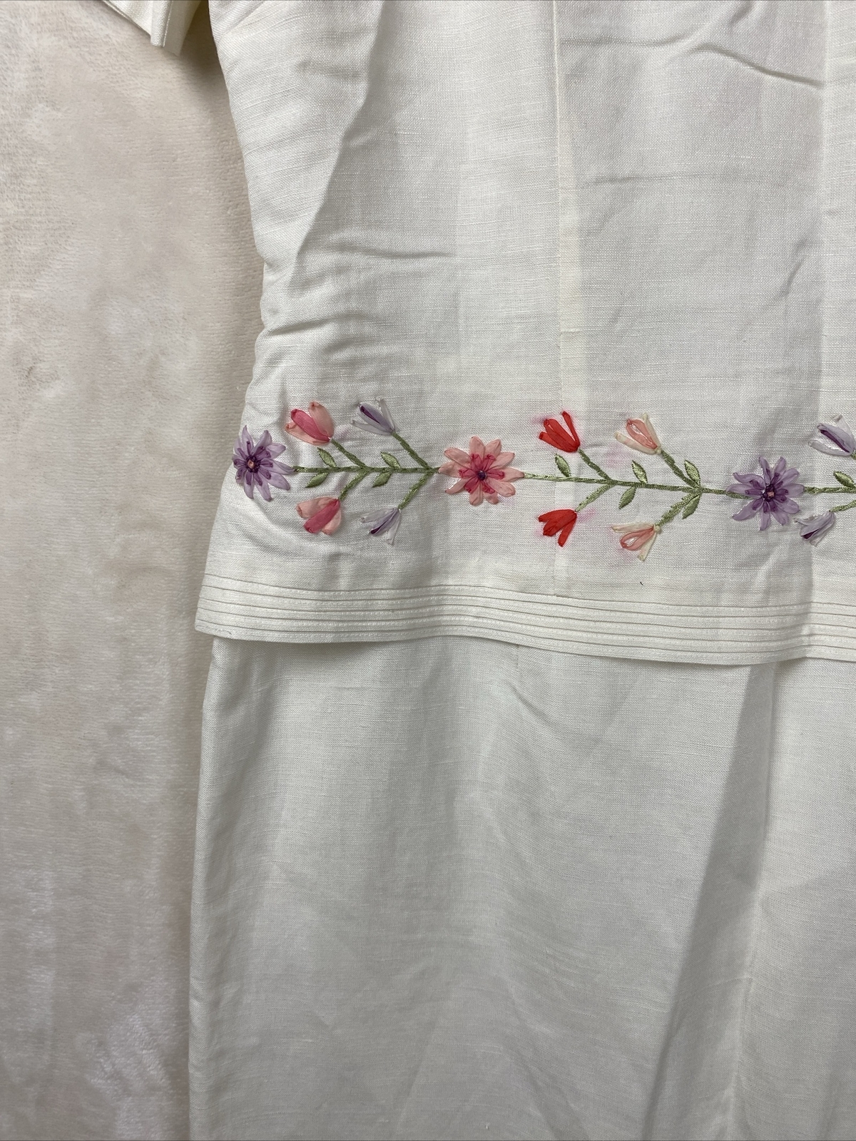Positive Attitude Maxi Dress Womens 10 Embroidery Floral Short Sleeve Linen Blen