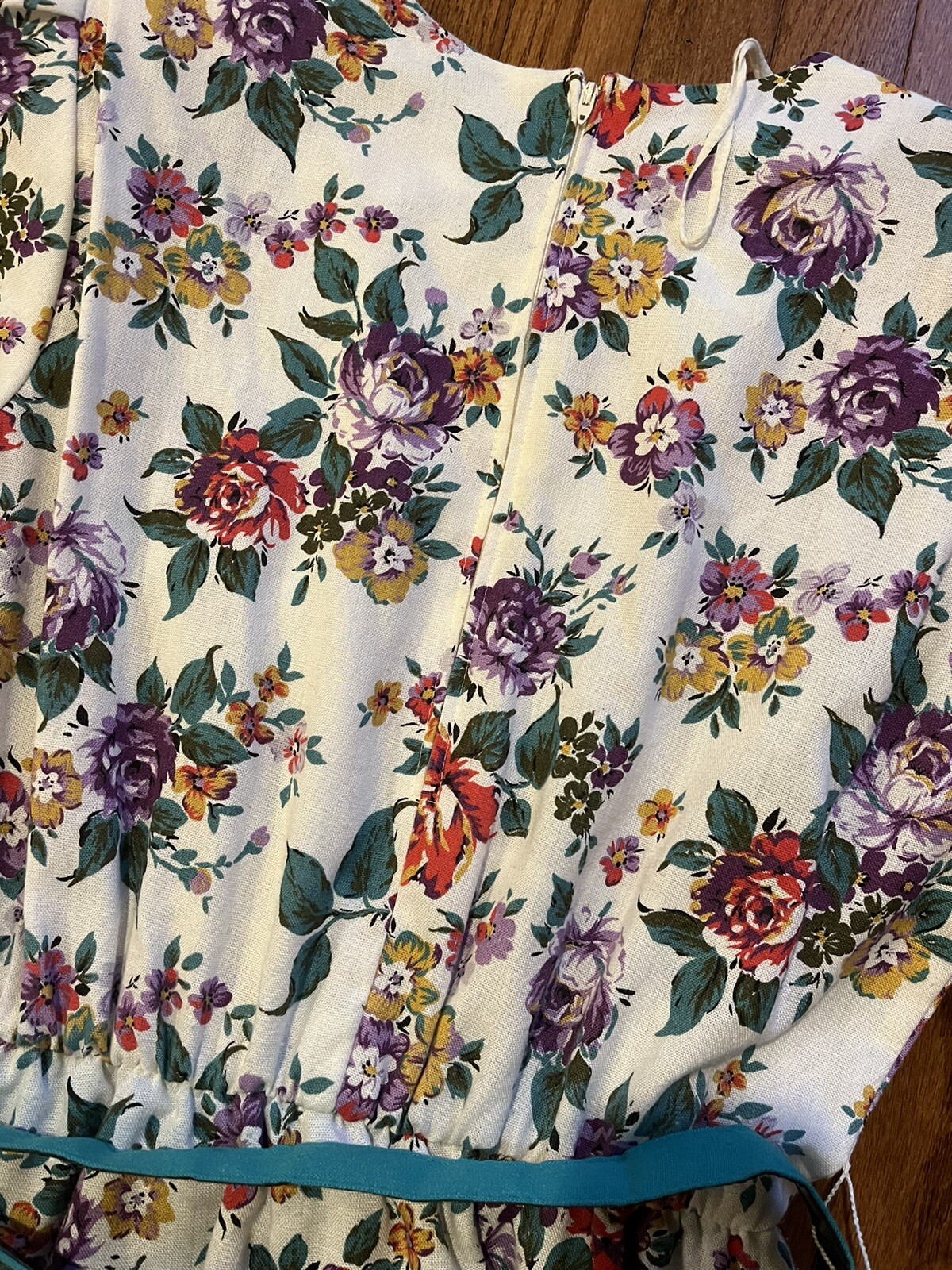 Vintage Breli Originals Green White And Floral 3/4 Sleeve Dress Size 12 W Belt