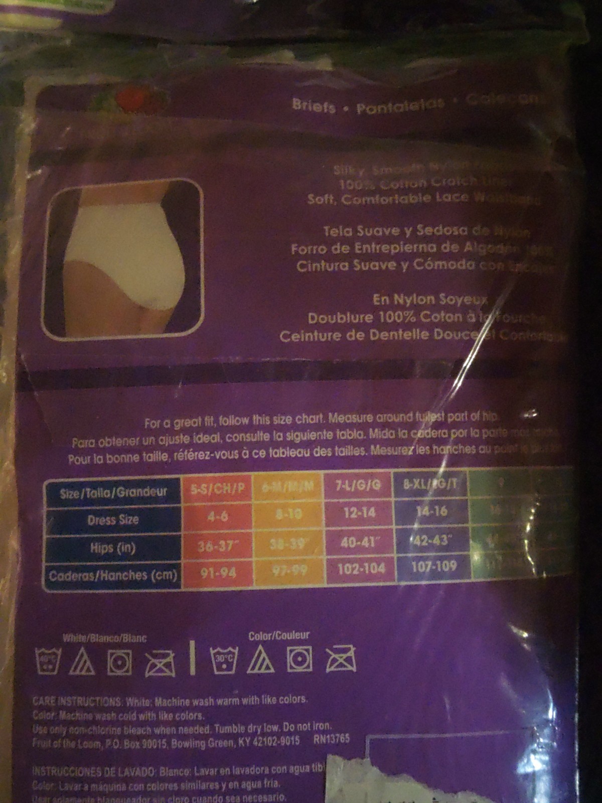 Sz 10 fruit of the loom 100% nylon Brief panties 6 Pack Silky Soft White