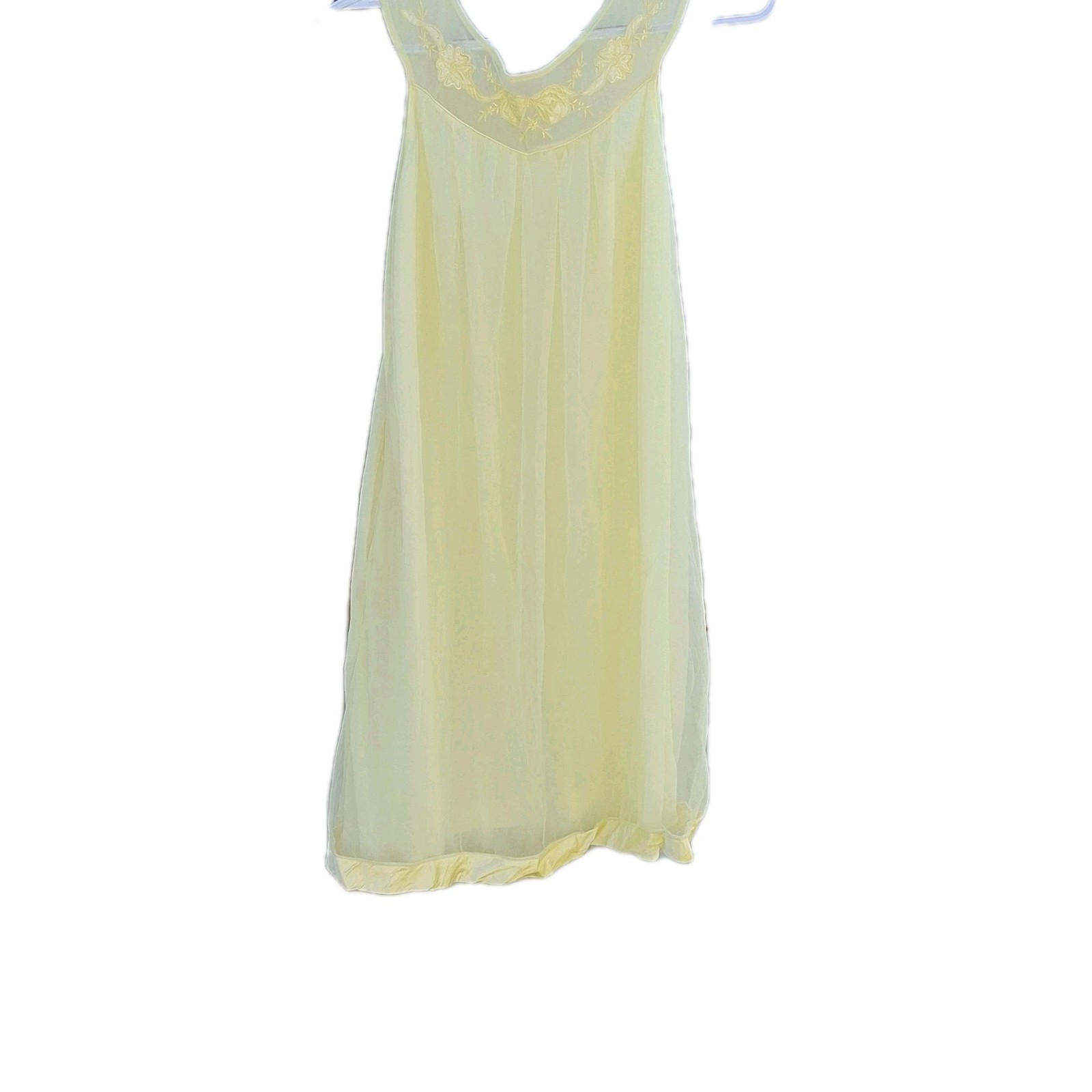 Vintage Nightgown 60s Aristocraft Butter Yellow Sheer Babydoll Dress Chiffon M