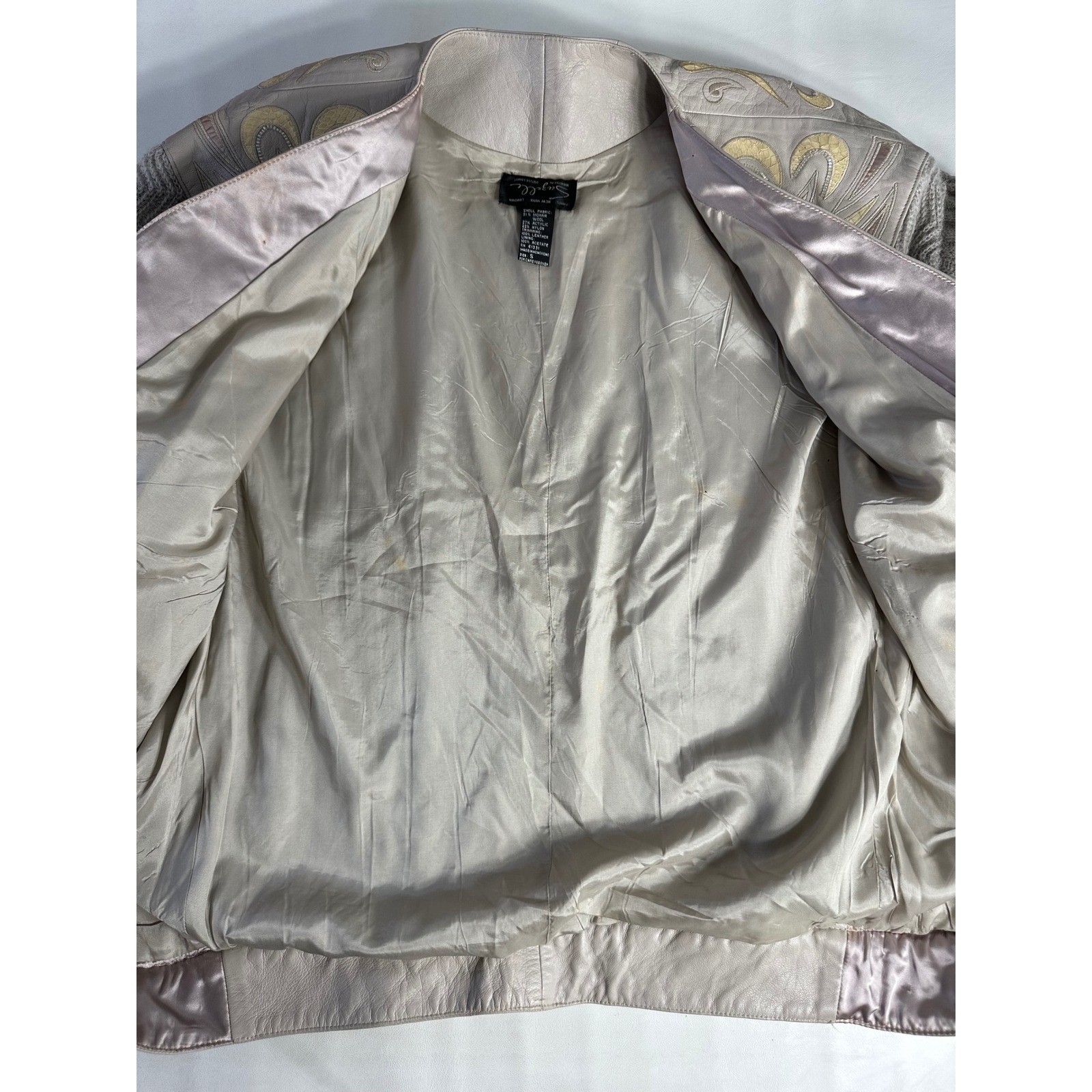 Suzelle Sz Sm Vintage 80s Mohair Wool Snake Leather Cardigan Jacket Gray Sweater