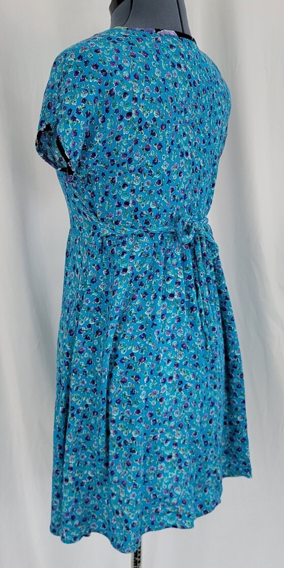 Vintage Cottagecore Molly Malloy Petites Blue Floral Babydoll Dress Sz 6