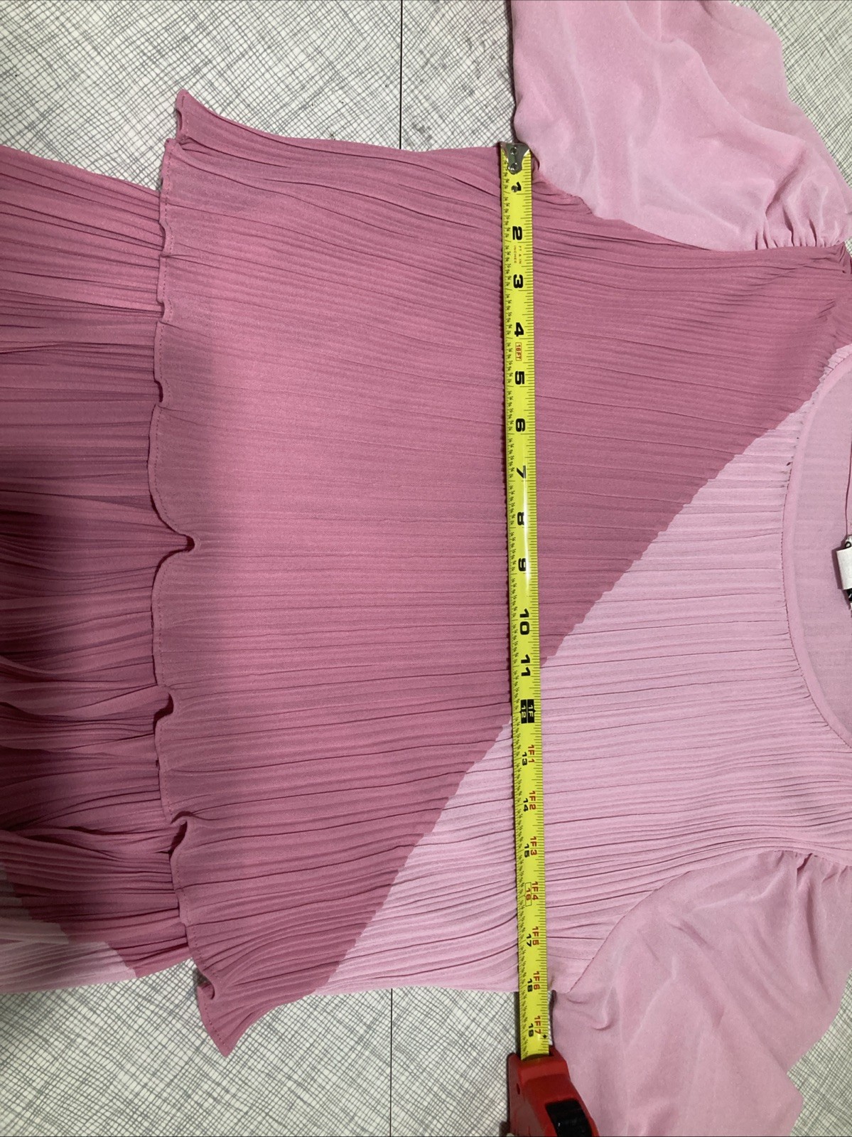 Vtg 70s Discovery Fashions Pleated Colorblock Dress Pink Plisse Disco Midi XS/S