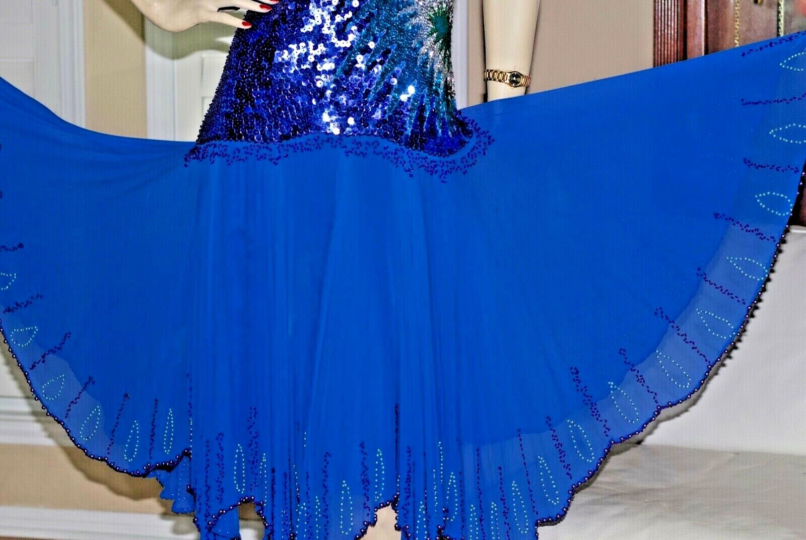 Amazing Vintage Sequin Silk Gatsby Formal Festival Cocktail PgDress S-M