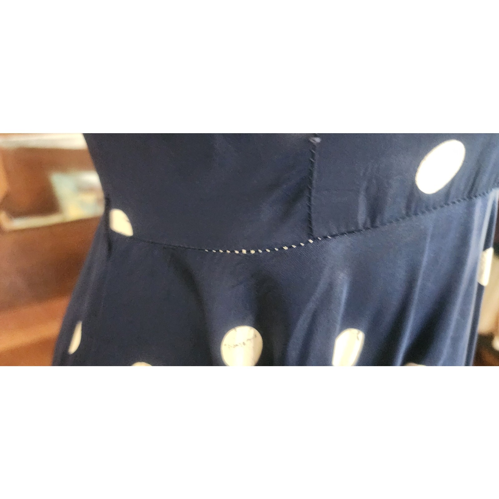 Vintage 1950s Lilli Diamond Dress Blue White Polka Dot Print Midi / S