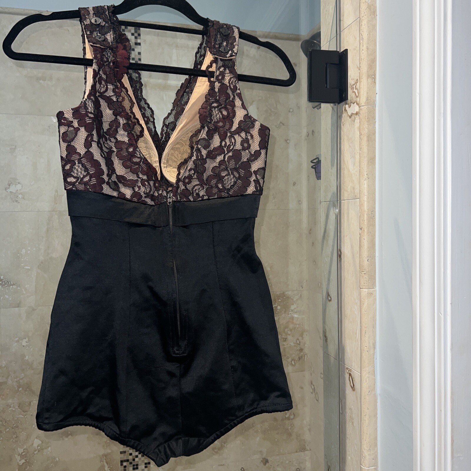 vtg 1950/60’s brown womens swimsuit catalina california Lace Top Curvey READ