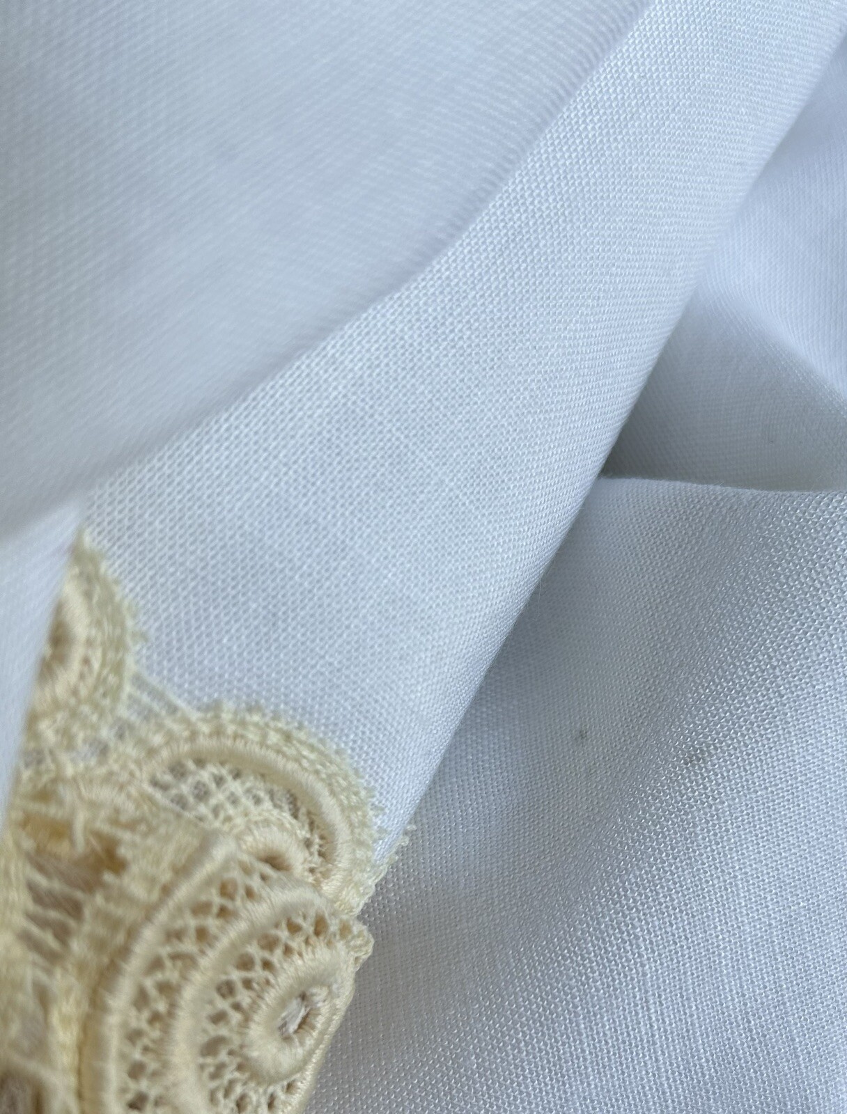 Vtg Edythe Vincent For Alfred Angelo Wedding Dress 1960s White Linen Ivory Lace