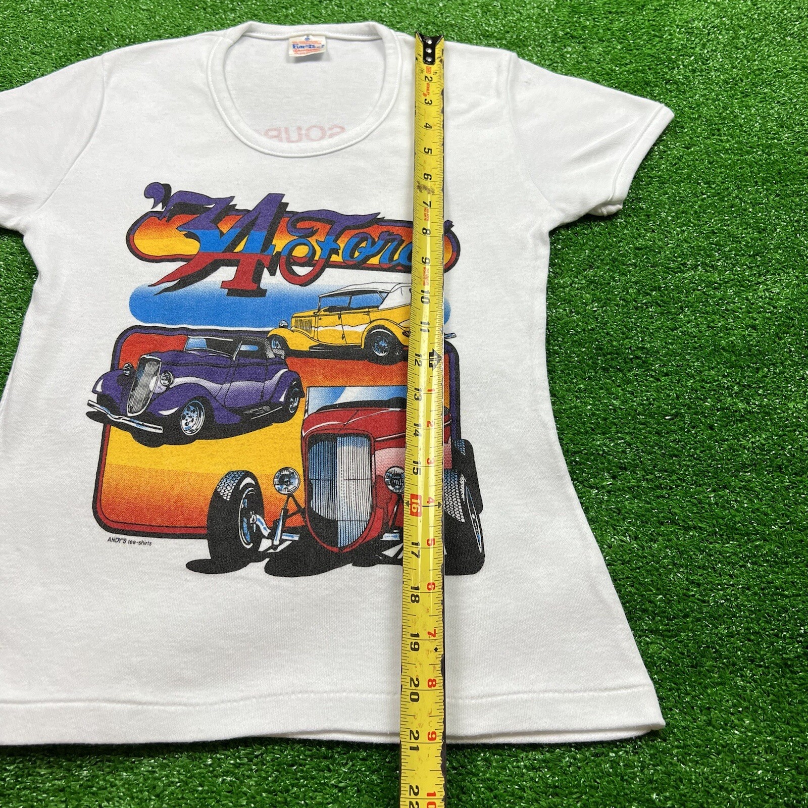 Vintage 70’s Fun Tees 1934 Ford Car T-Shirt White Size Medium USA