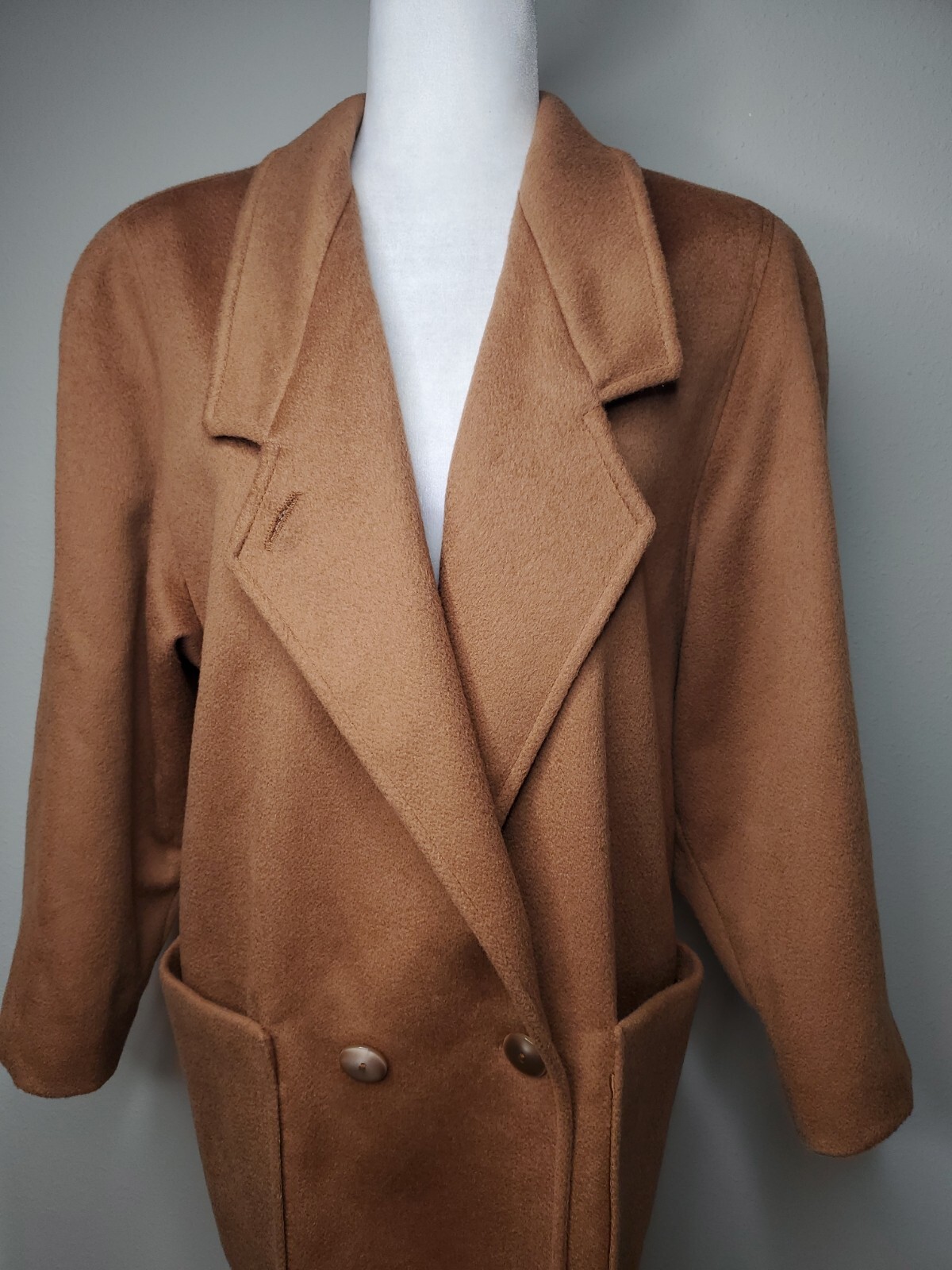 VTG Cassidy 100% Wool Coat Hand Tailored Double Breasted Coat Biege Size 6
