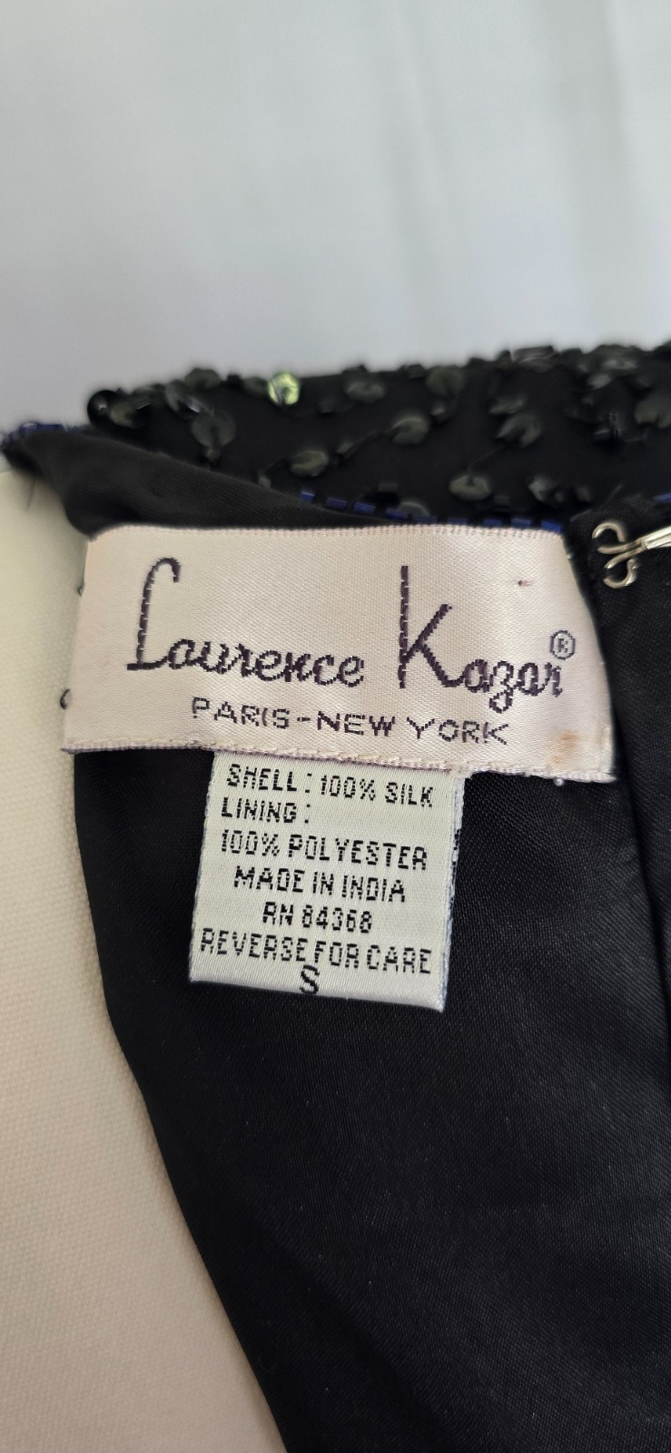 VTG Laurence Kazar Y2K Millennium 2000 Beaded Sequin Top Silk Party Blouse