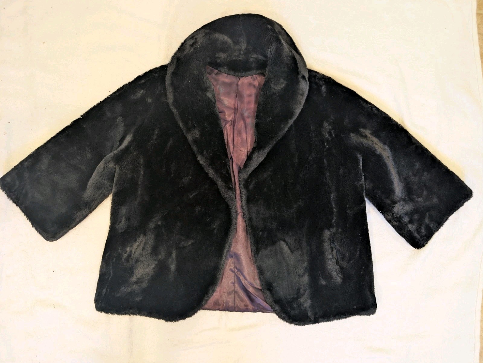 VINTAGE BORGANA Borg Deluxe Black Faux Fur Jacket – Fits L / XL