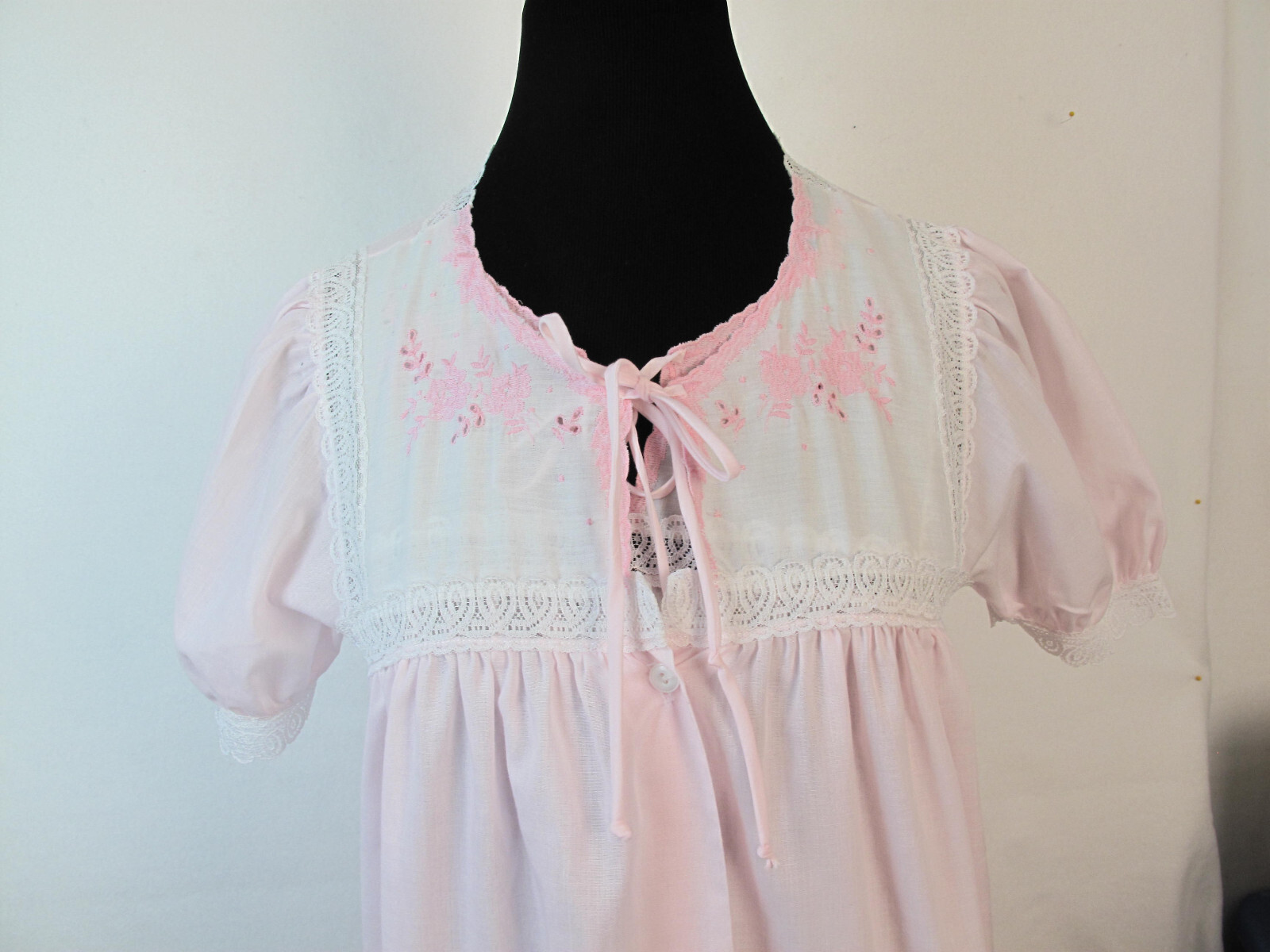 Vintage Evensong Made in USA 2pc Pink Nightgown Sleepwear Size S