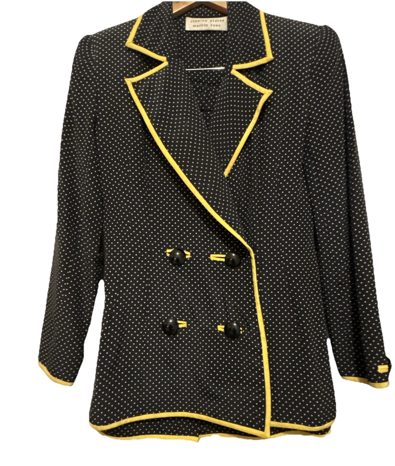 Stanley Platos Martin Ross Vintage 80s 90s Black Polka Dot Daisy Suit Set sz 4