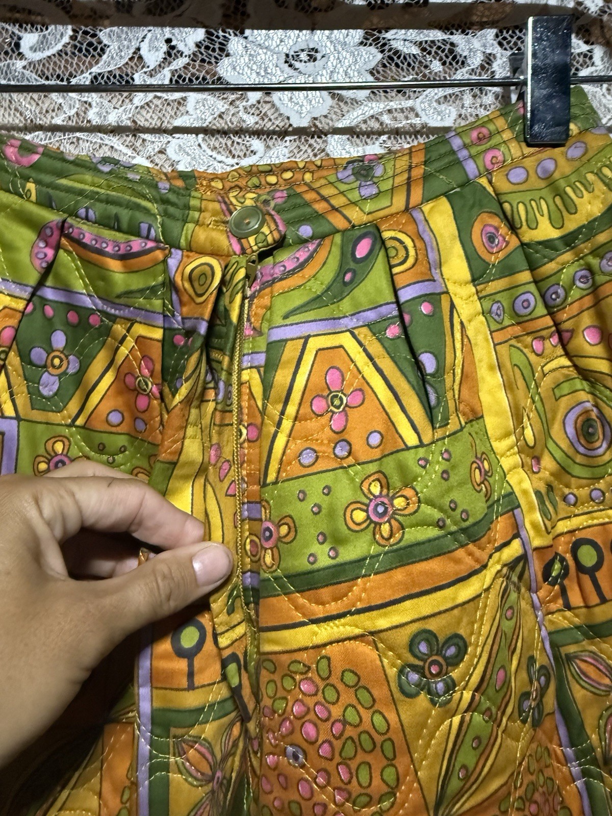 Alex Colman California Colorblock Quilted skirt in vibrant colors XS 70s