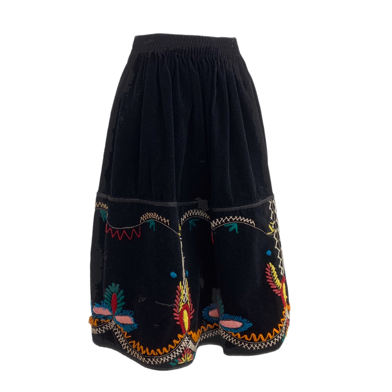 Vtg Vintage 1930s 30s 1940s 40s Embroidered Hungarian Folk Art Velvet Mini Skirt