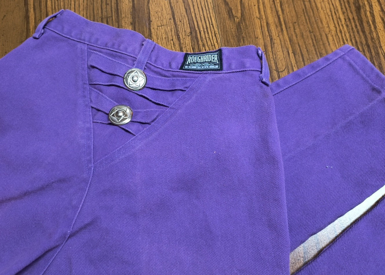 Vtg Roughrider by Circle T Women’s 24″ High-Waisted Purple Denim Jeans *SUN FADE