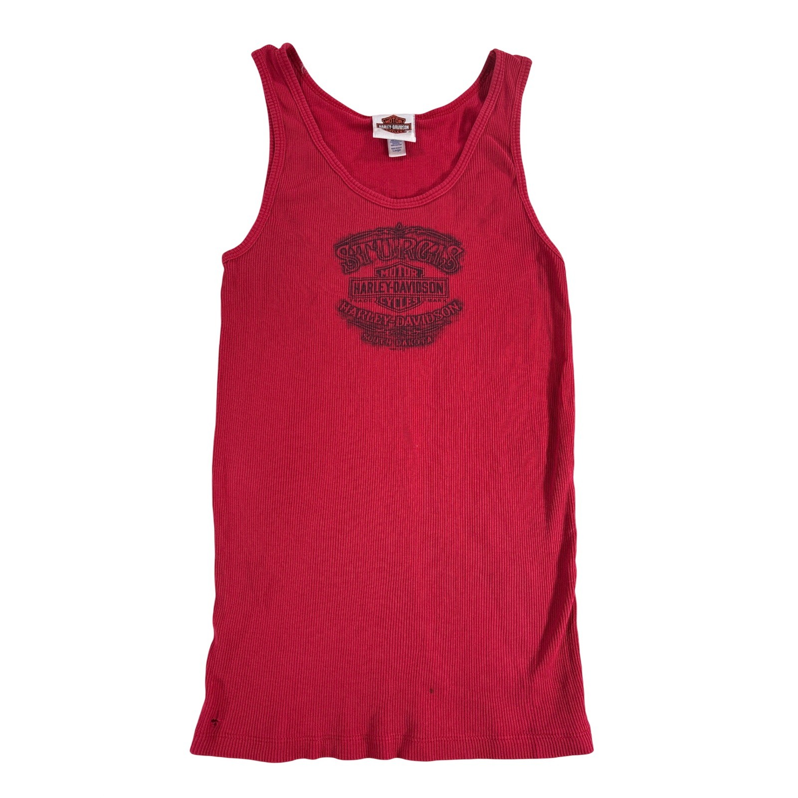 Vintage Harley-Davidson Sturgis Ribbed Tank Top Red RK Stratman Y2K Large