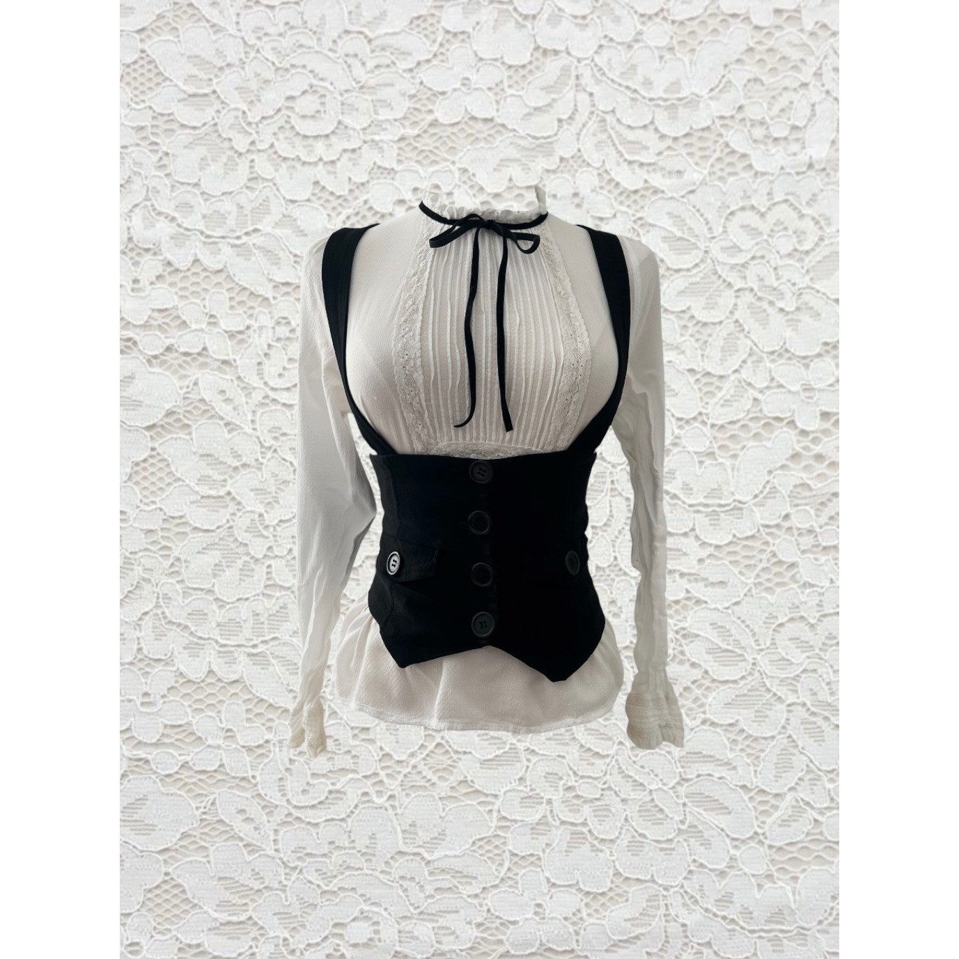vintage forever 21 victorian style top with velvet bow