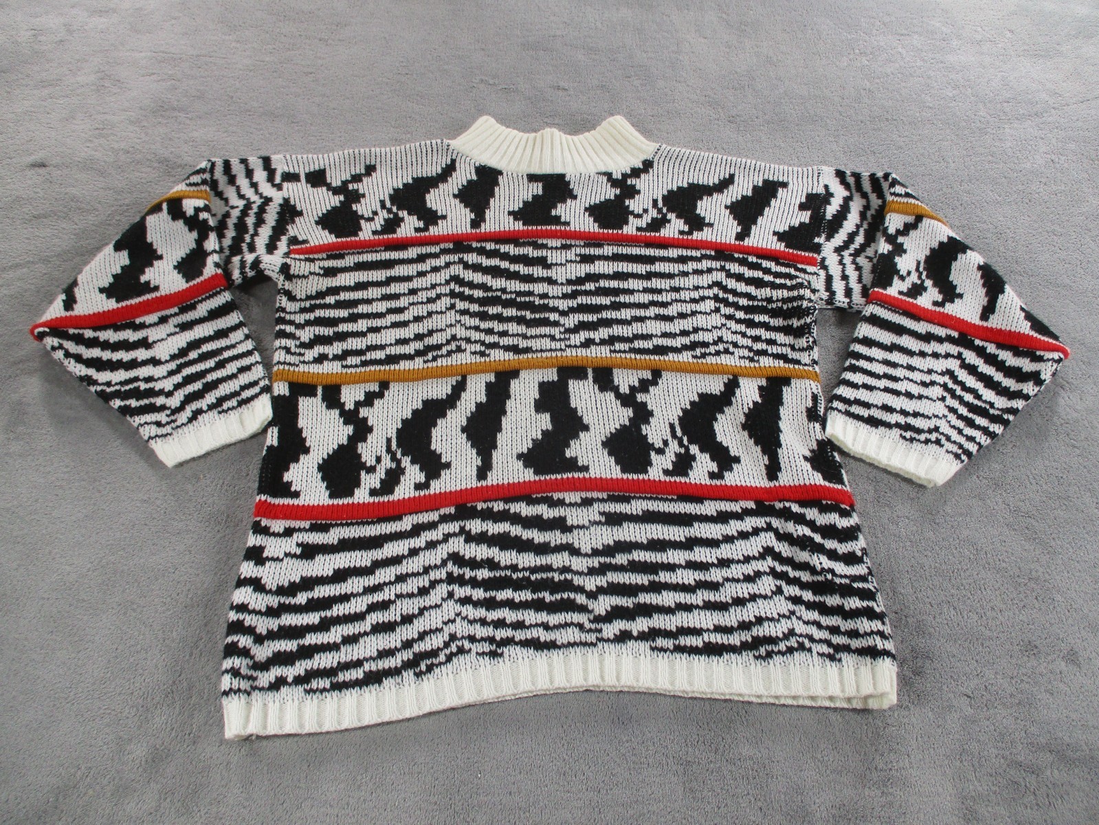Vintage Croquet Club Sweater Womens Large Multicolored Geometric Long Sleeve EUC